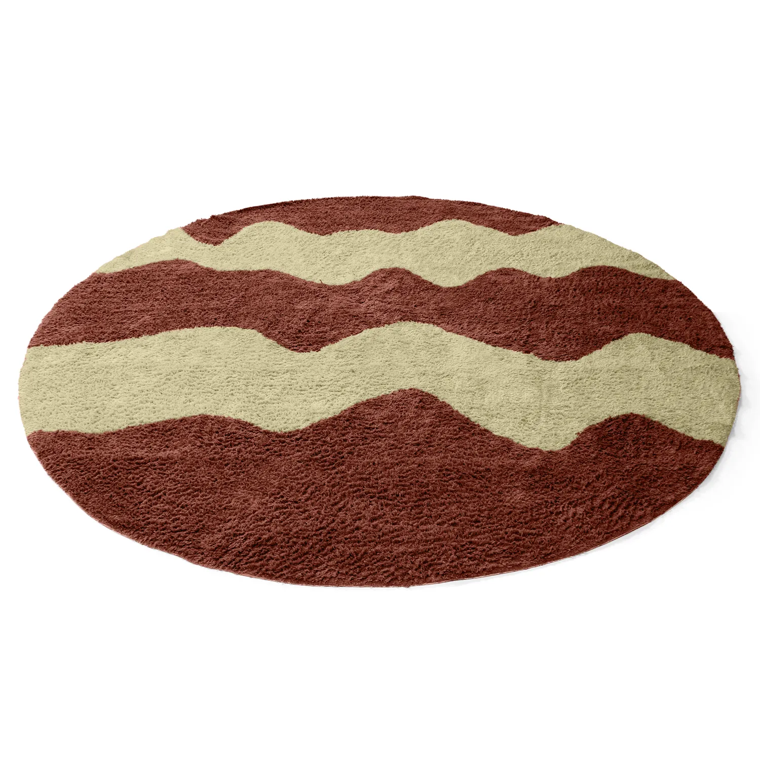 Rund matta - Amira Natural Cotton Shaggy (röd/beige)