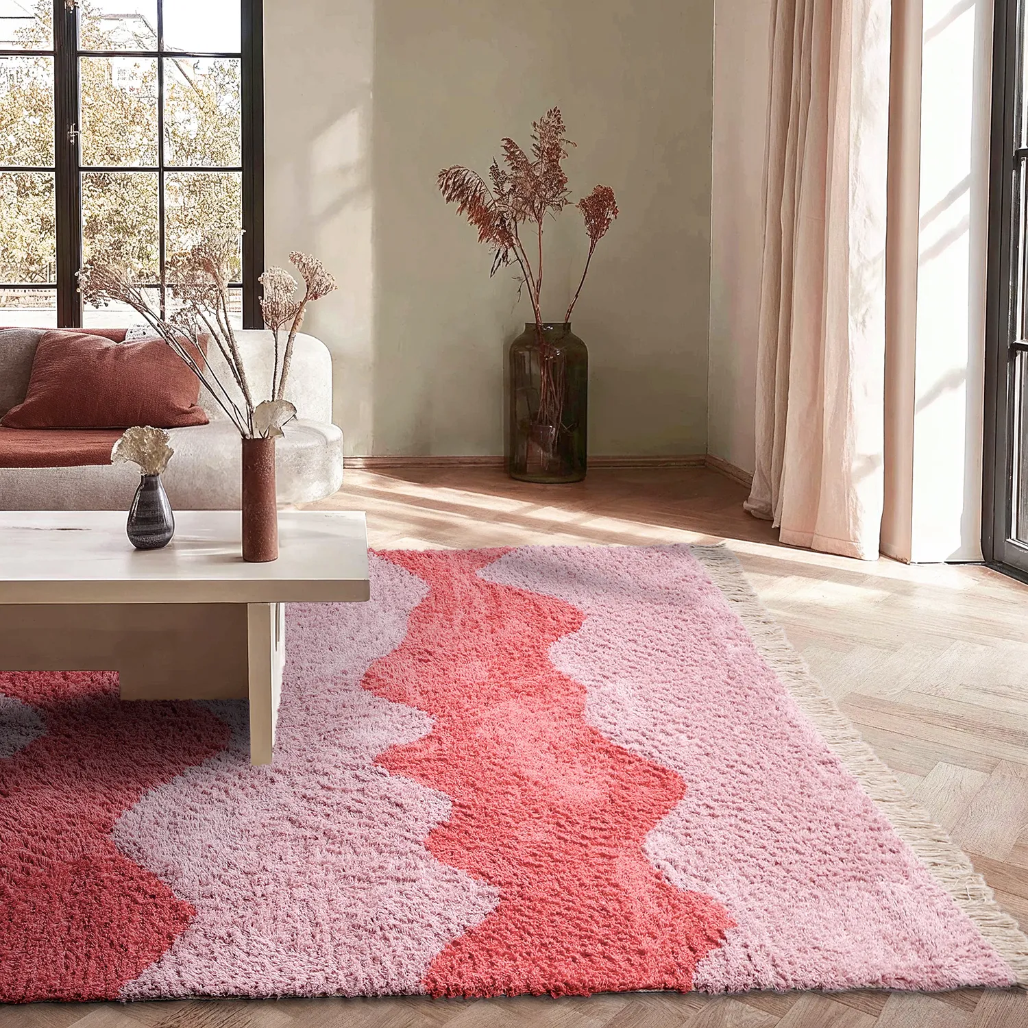 Ryamattor - Amira Natural Cotton Shaggy (rosa)