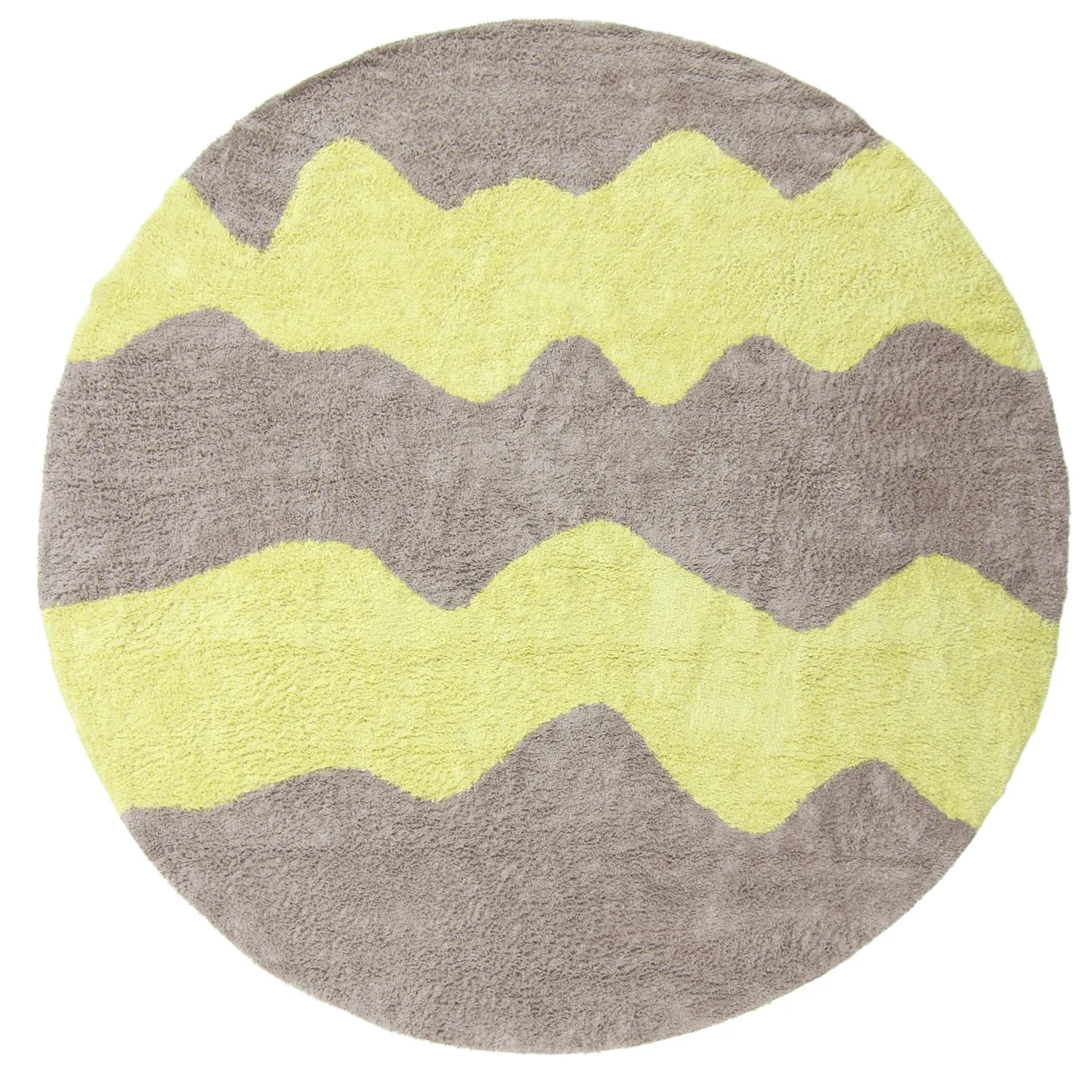 Rund matta - Amira Natural Cotton Shaggy (taupe/gul)