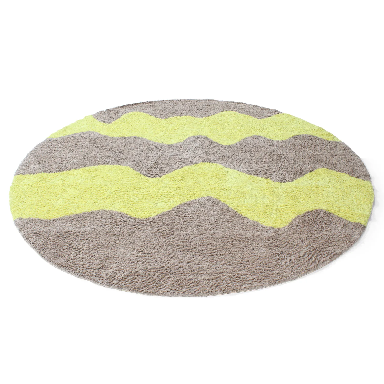 Rund matta - Amira Natural Cotton Shaggy (taupe/gul)