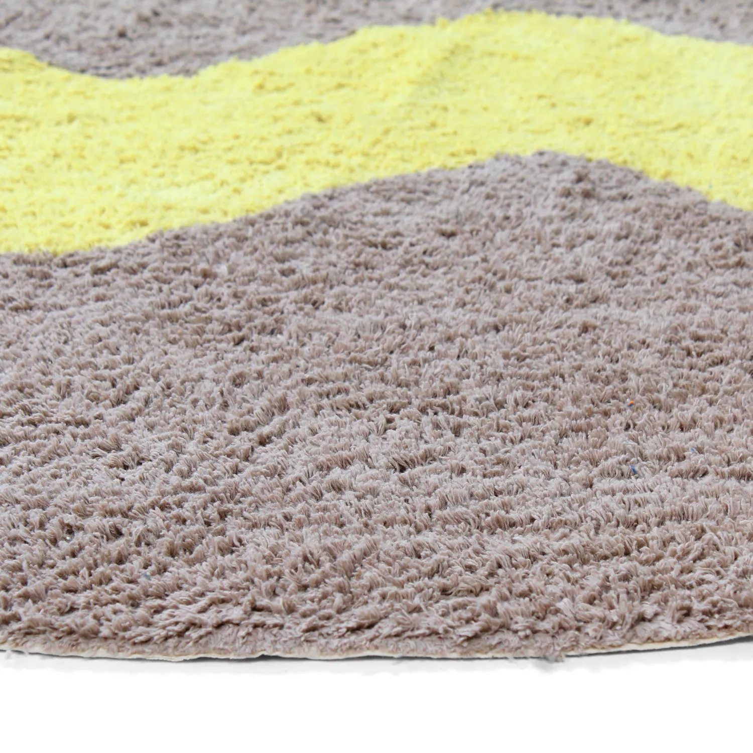 Rund matta - Amira Natural Cotton Shaggy (taupe/gul)