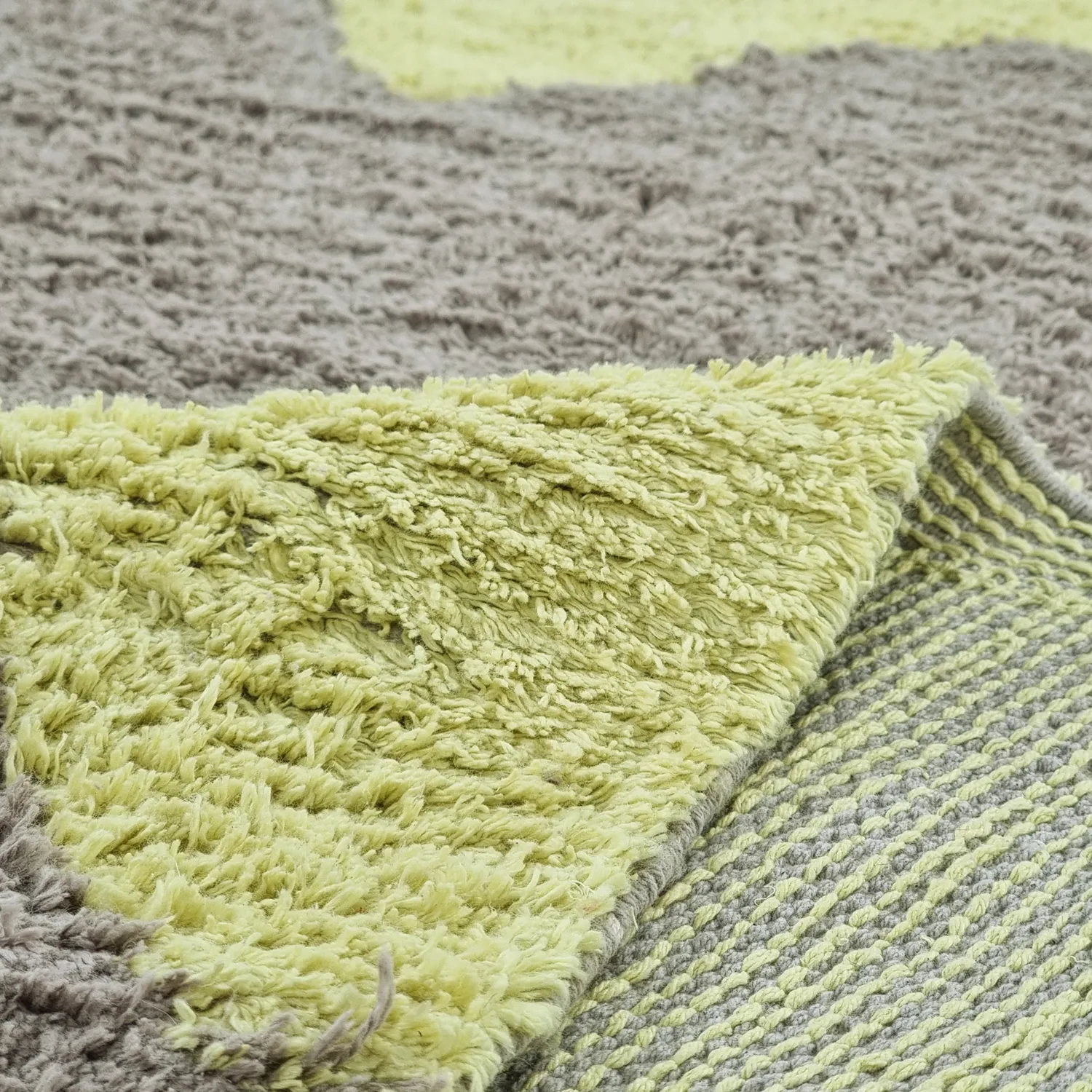 Rund matta - Amira Natural Cotton Shaggy (taupe/gul)