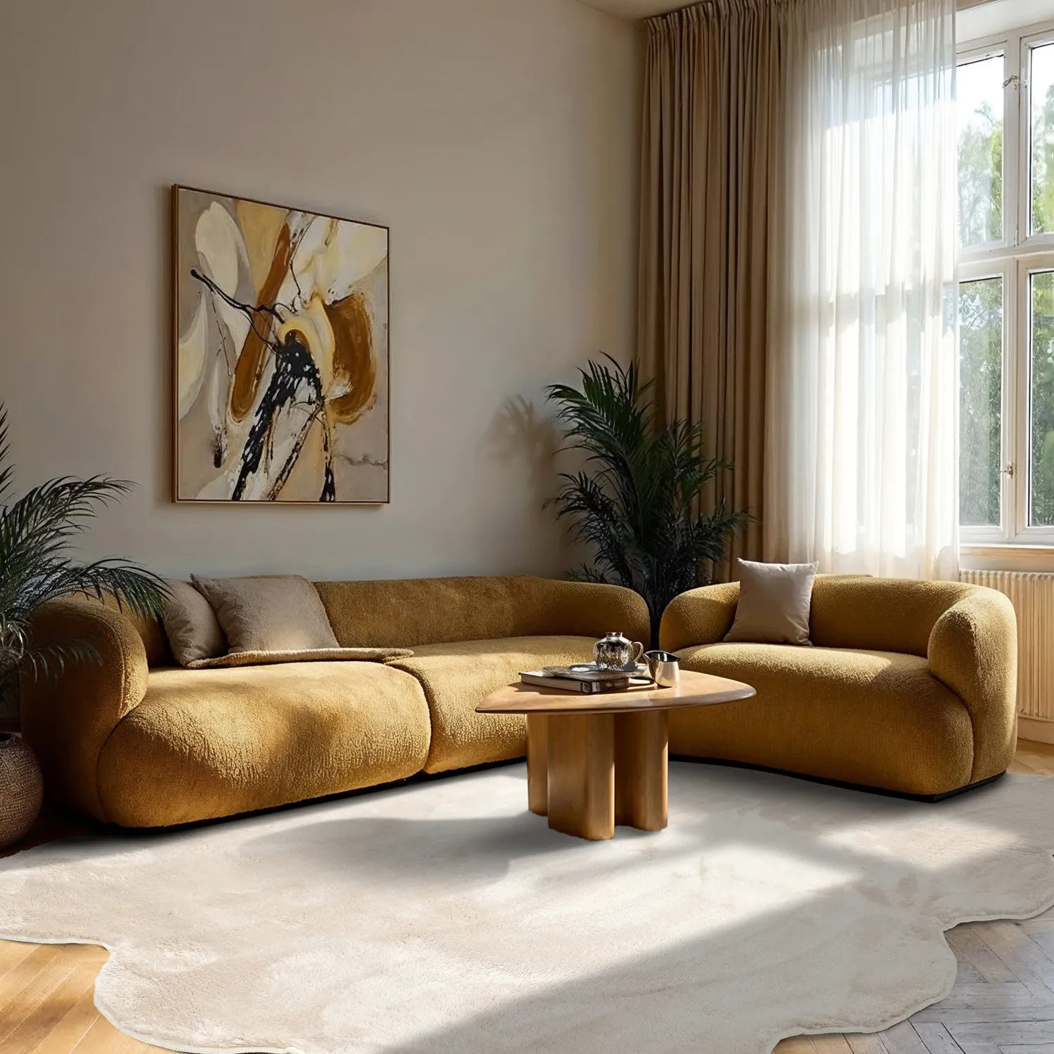 Vågig Ryamatta - Aranga Super Soft Fur (beige)