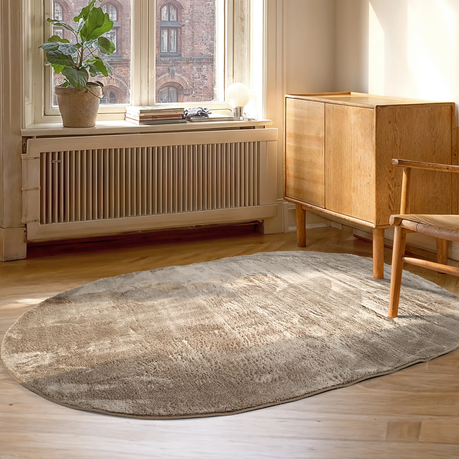 Oval Ryamatta - Aranga Super Soft Fur (brun)