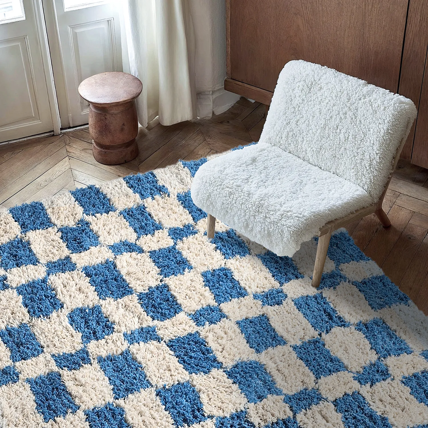 Ryamattor - Atrani Natural Cotton Shaggy (blå)