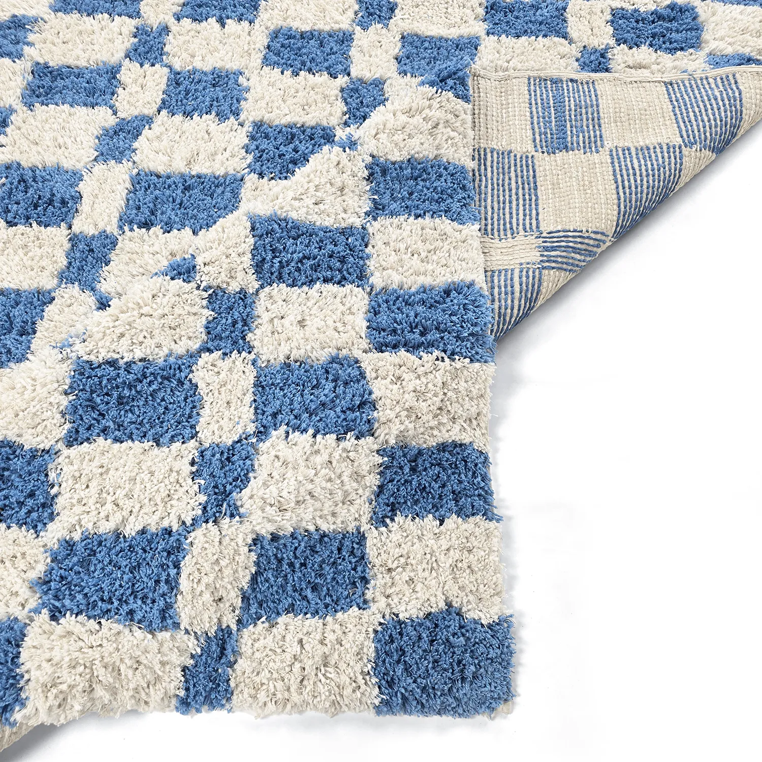 Ryamattor - Atrani Natural Cotton Shaggy (blå)