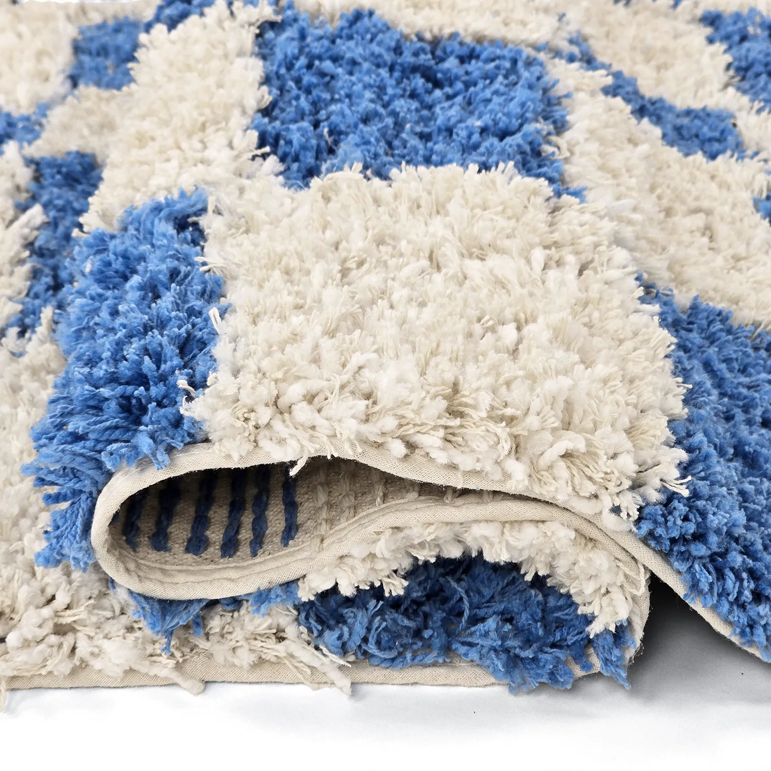 Ryamattor - Atrani Natural Cotton Shaggy (blå)