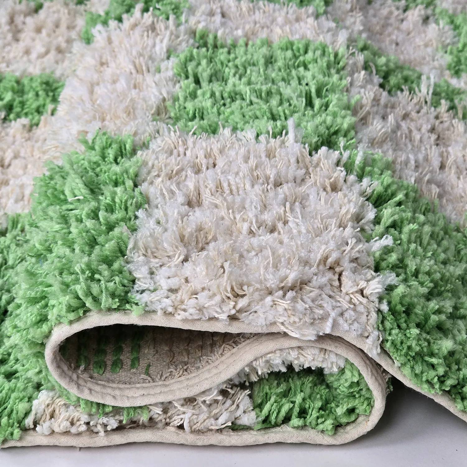 Ryamattor - Atrani Natural Cotton Shaggy (grön)