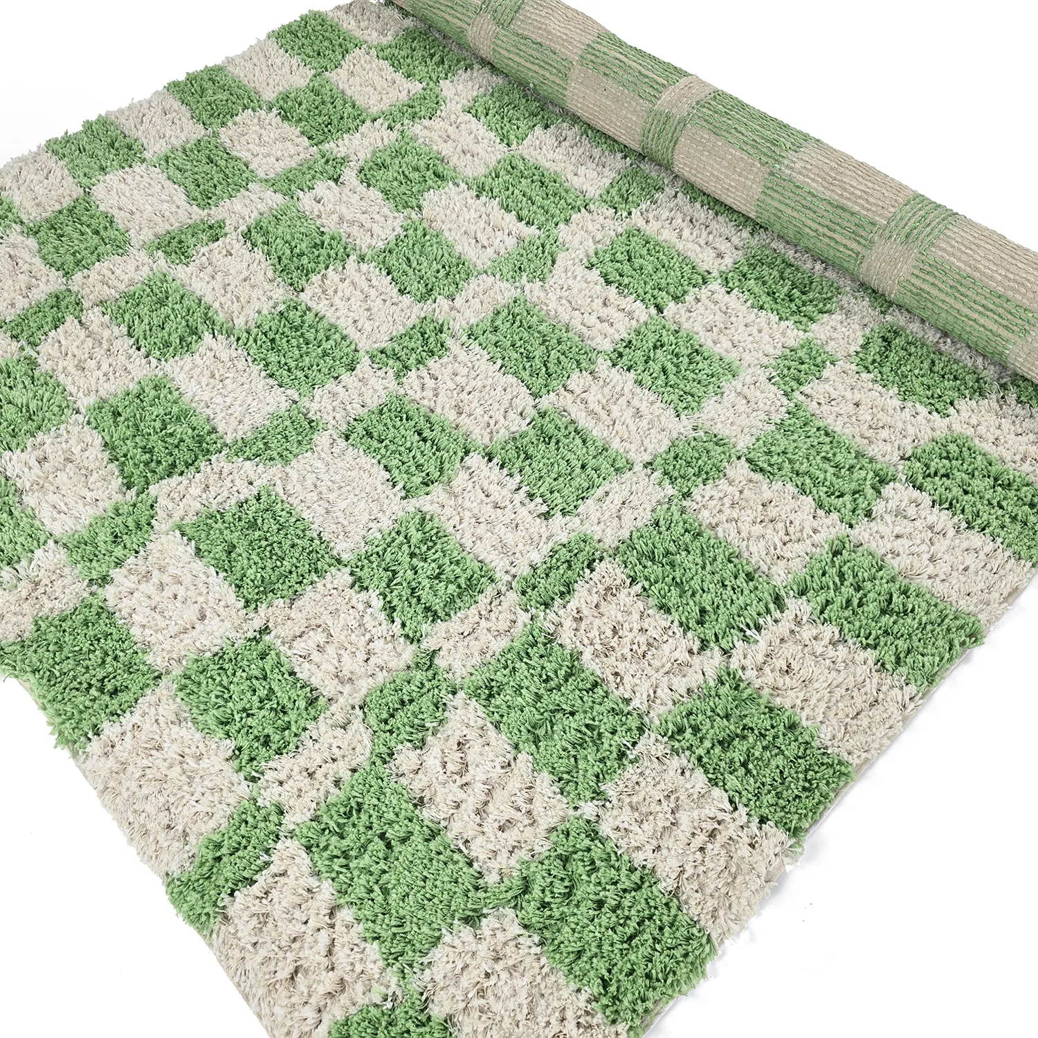 Ryamattor - Atrani Natural Cotton Shaggy (grön)
