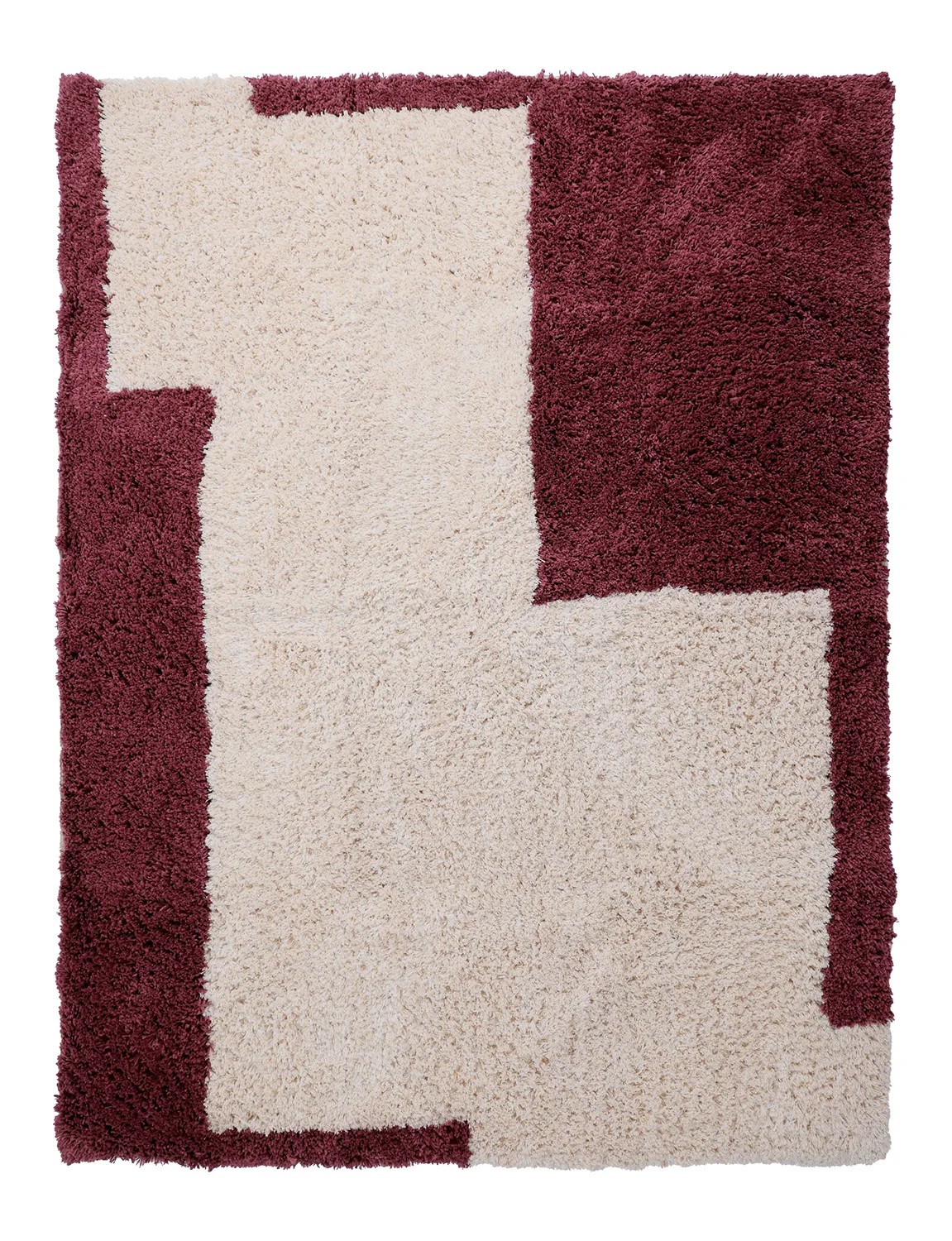 Ryamattor - Begur Natural Cotton Shaggy (offwhite/vinröd)