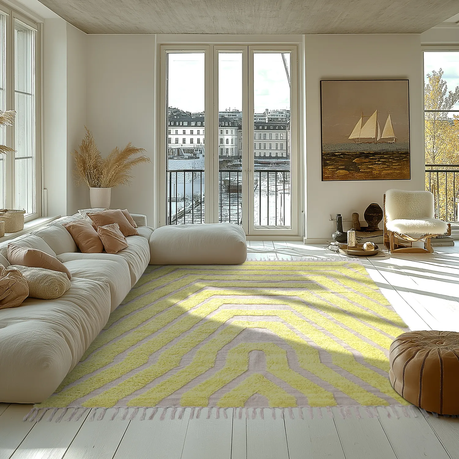 Ryamattor - Callista Natural Cotton Shaggy (gul)
