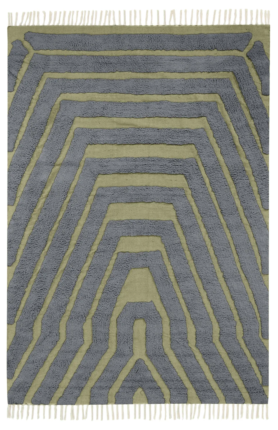 Ryamattor - Callista Natural Cotton Shaggy (svart/grön)