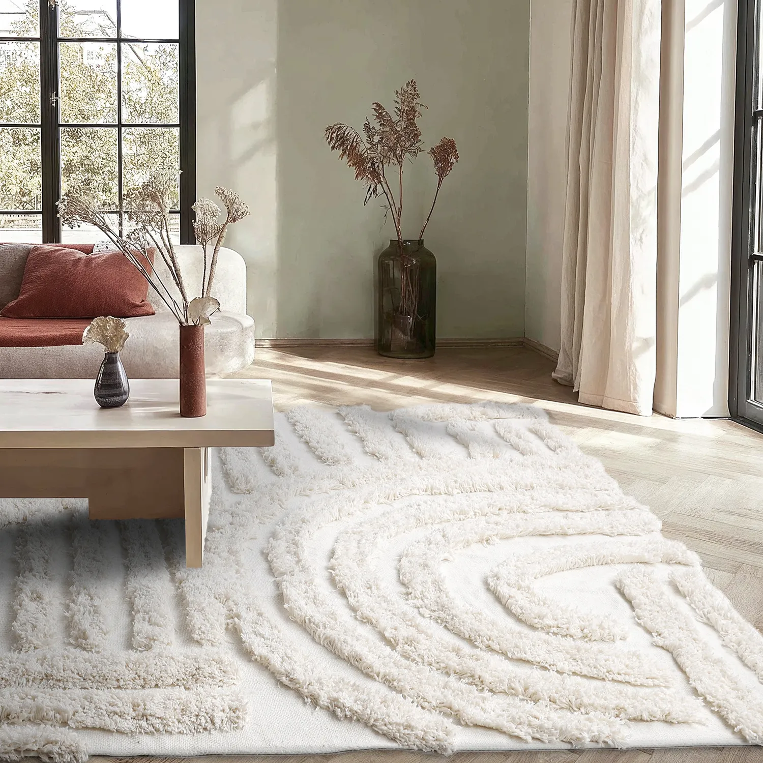 Ryamattor - Cazorla Natural Cotton Shaggy (offwhite)