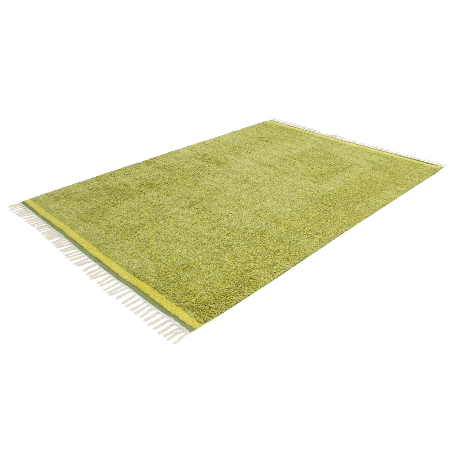 Ryamattor - Celina Natural Cotton Shaggy (grön/gul)