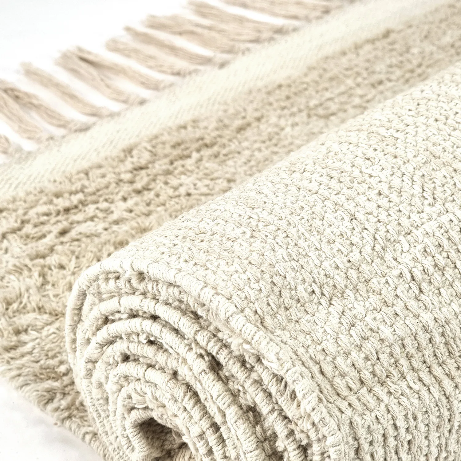 Ryamattor - Celina Natural Cotton Shaggy (offwhite/beige)