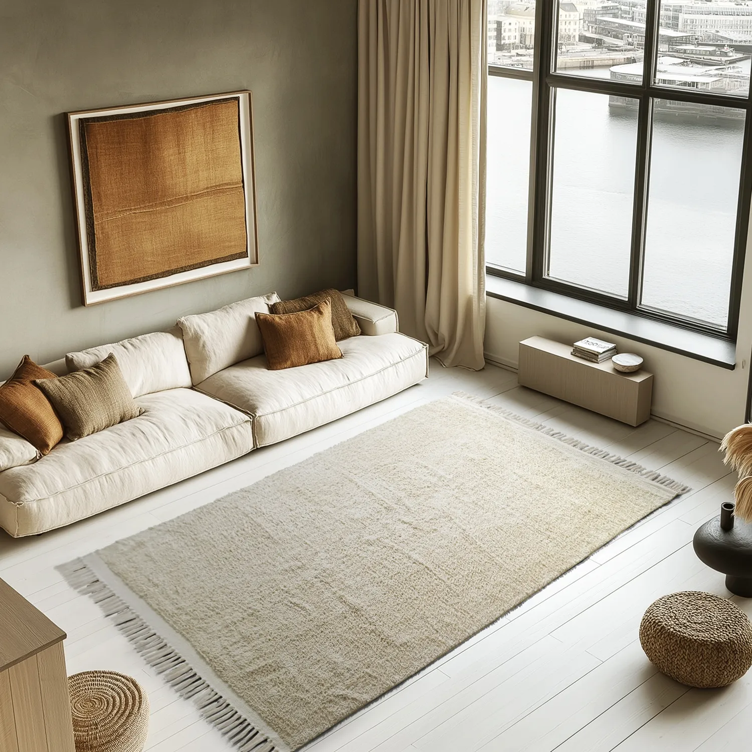Ryamattor - Celina Natural Cotton Shaggy (offwhite/beige)