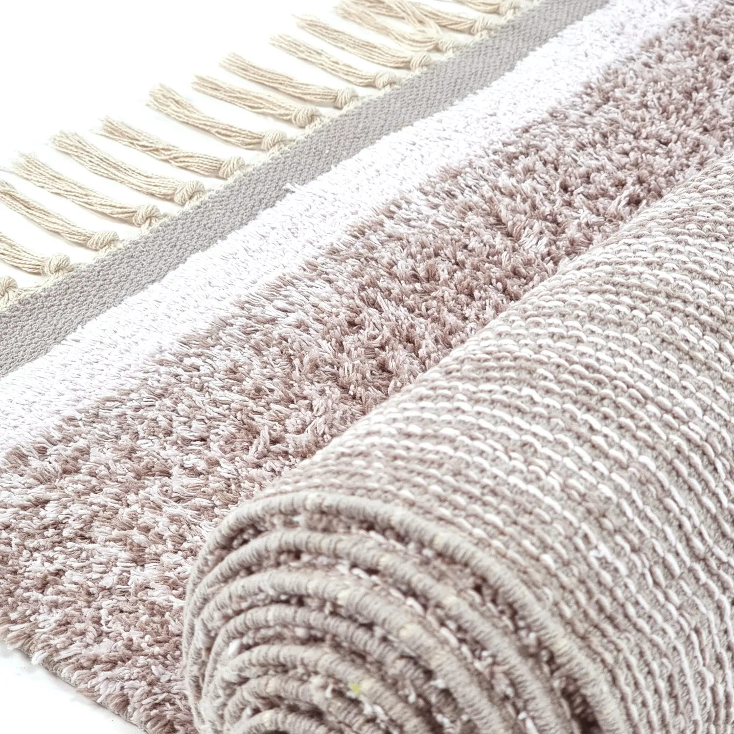 Ryamattor - Celina Natural Cotton Shaggy (taupe/lavendel)