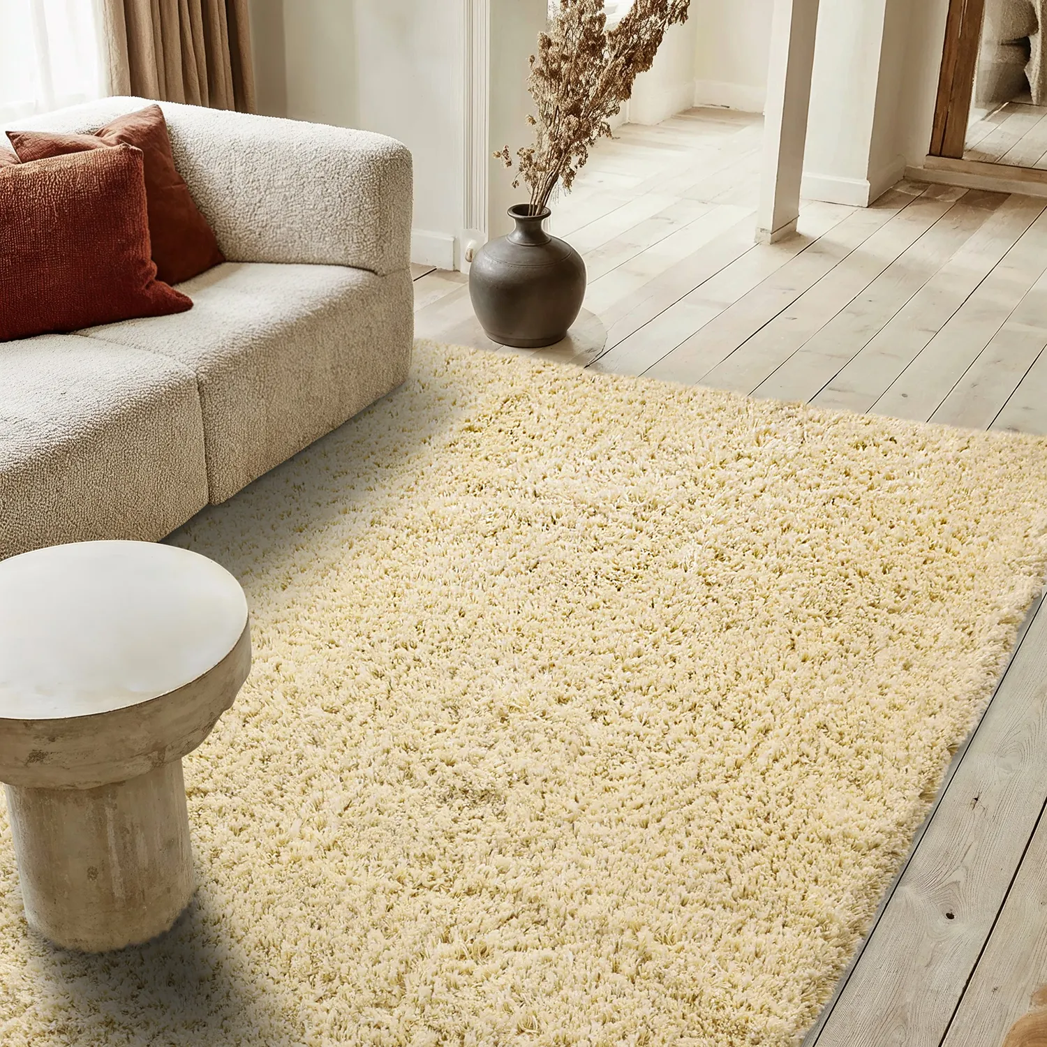 Ryamattor - Combarro Solid Cotton Shaggy (ljusgul)