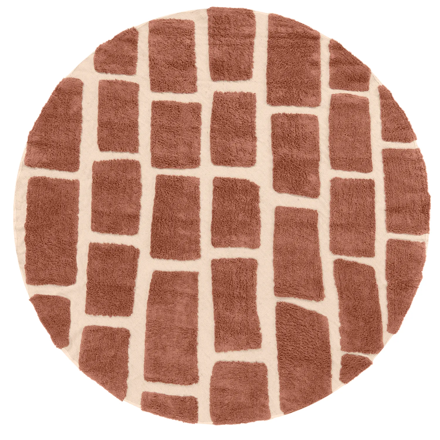 Rund matta - Cyrus Natural Cotton Shaggy (brun)