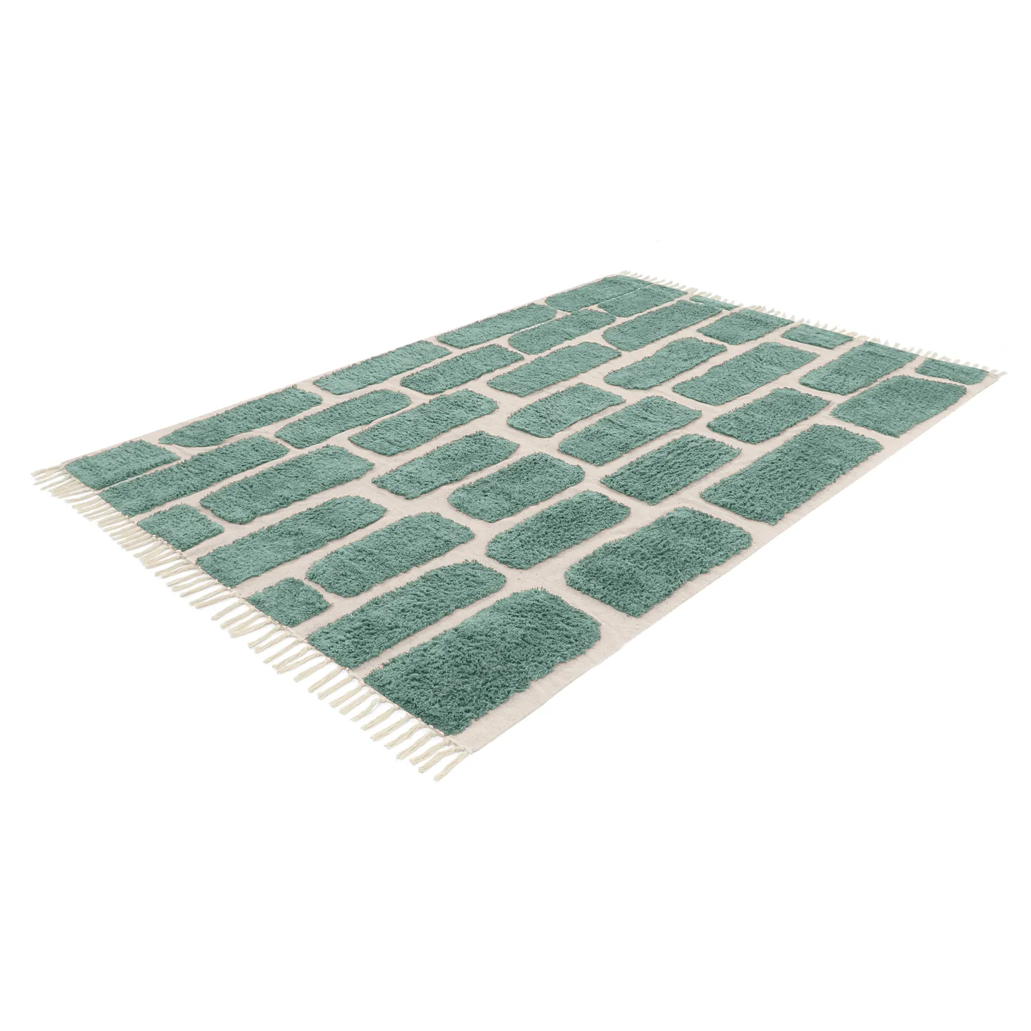 Ryamattor - Cyrus Natural Cotton Shaggy (grön)