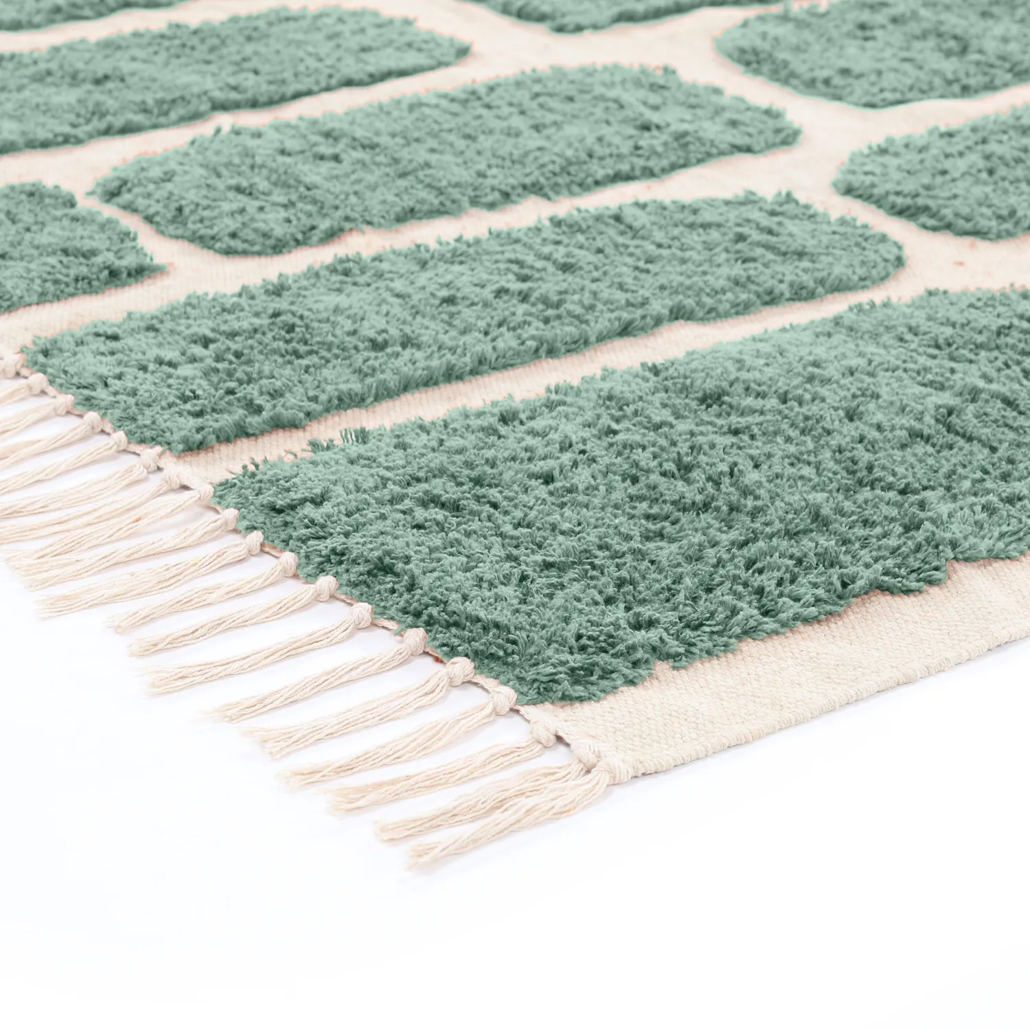 Ryamattor - Cyrus Natural Cotton Shaggy (grön)