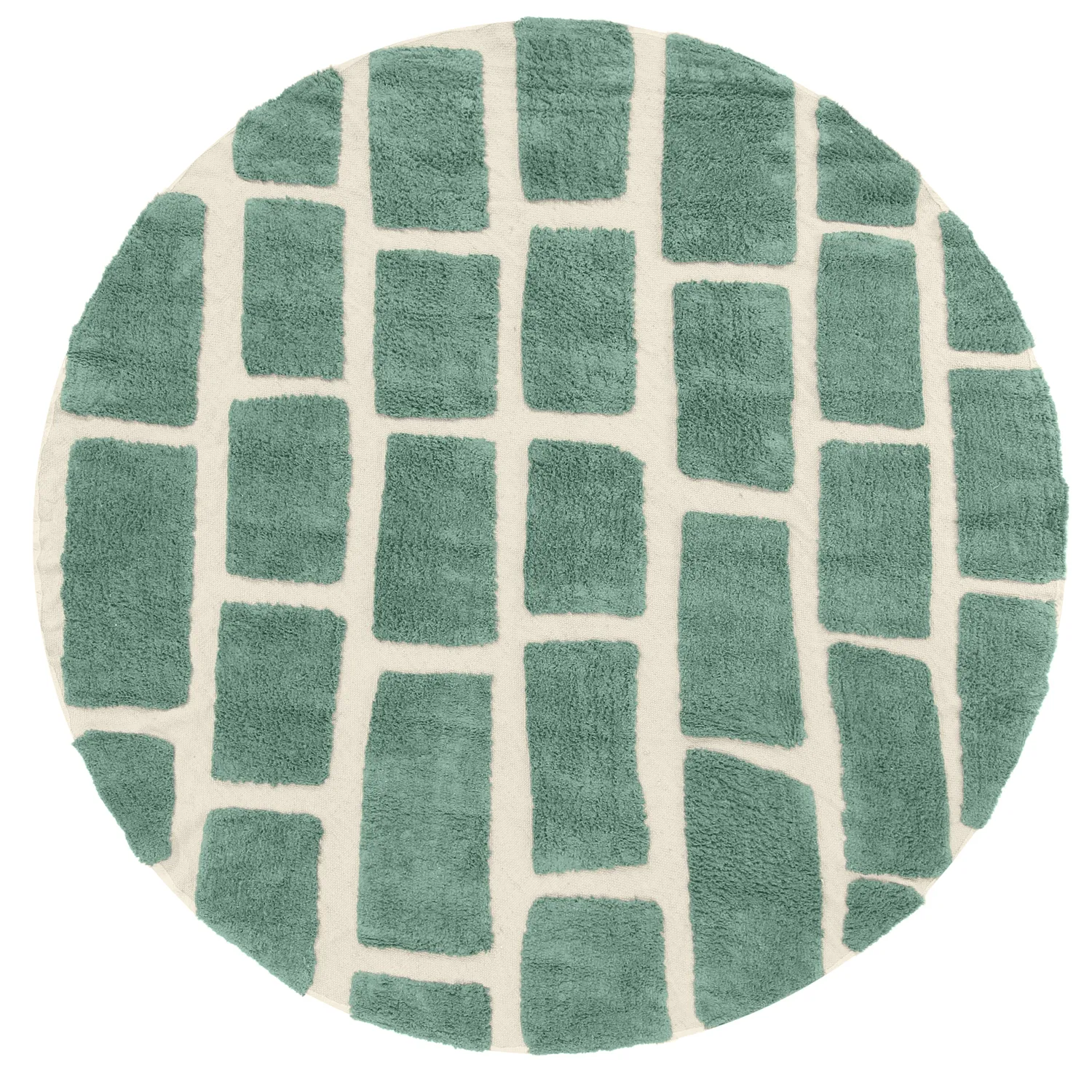 Rund matta - Cyrus Natural Cotton Shaggy (grön)
