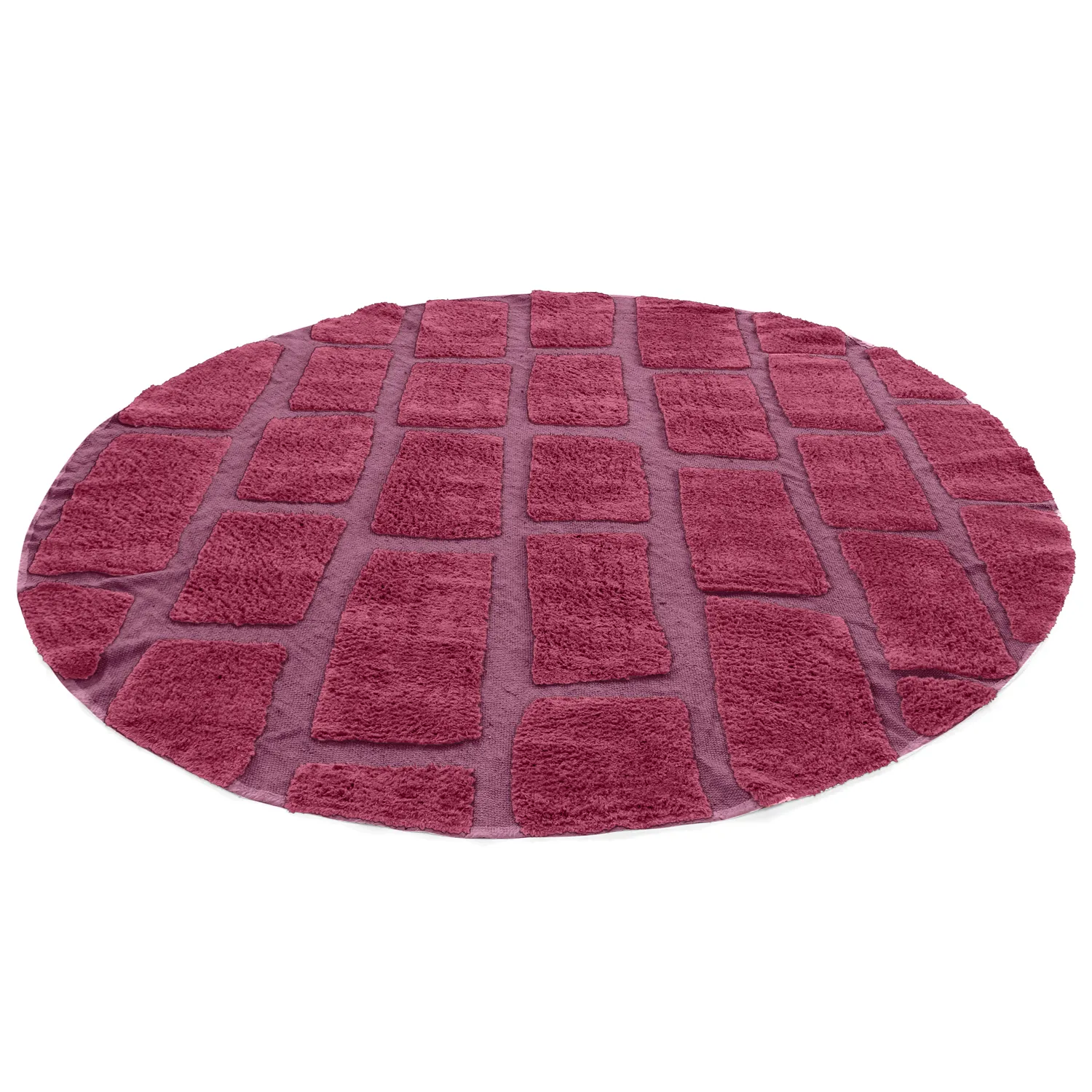 Rund matta - Cyrus Natural Cotton Shaggy (röd)