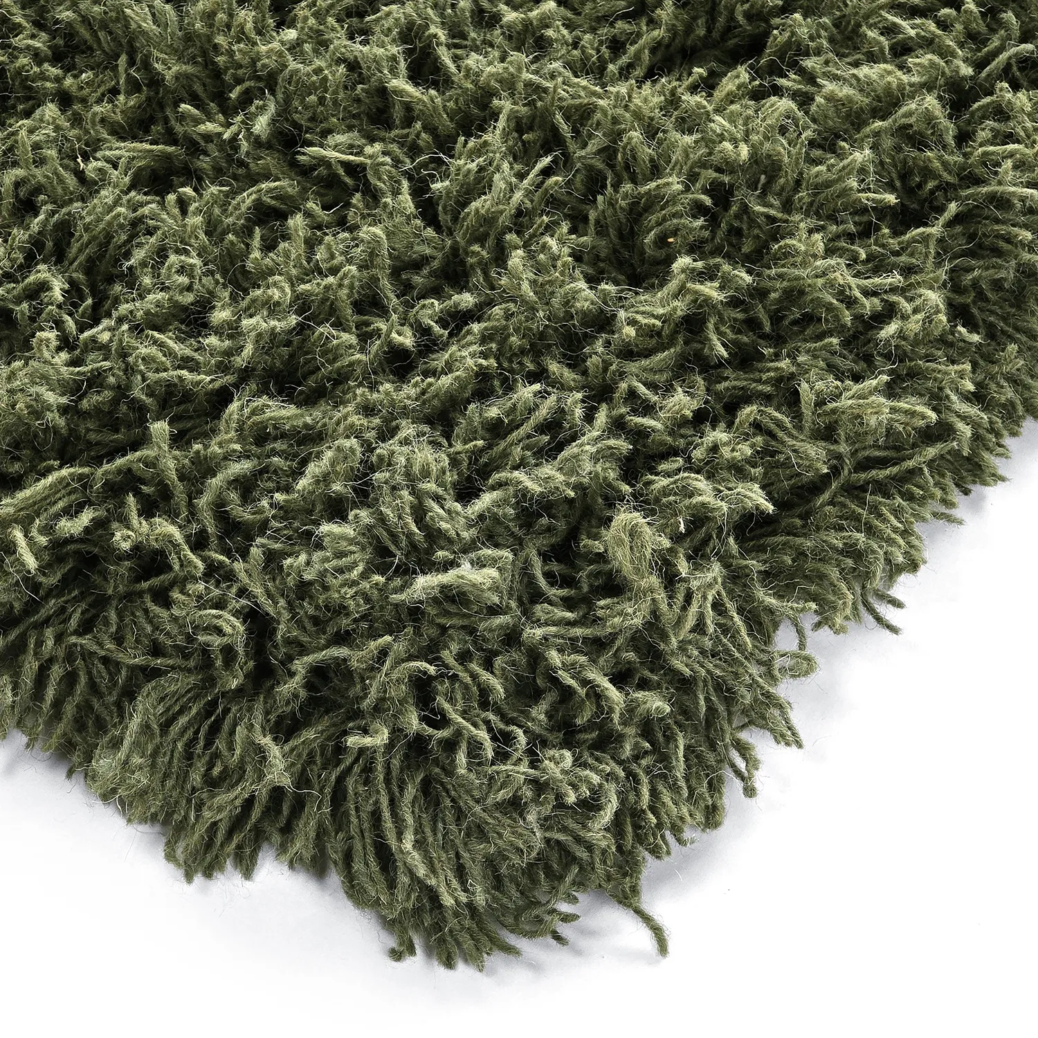 Ryamatta - Fassale Hand Woven Wool Shaggy (mossgrön)
