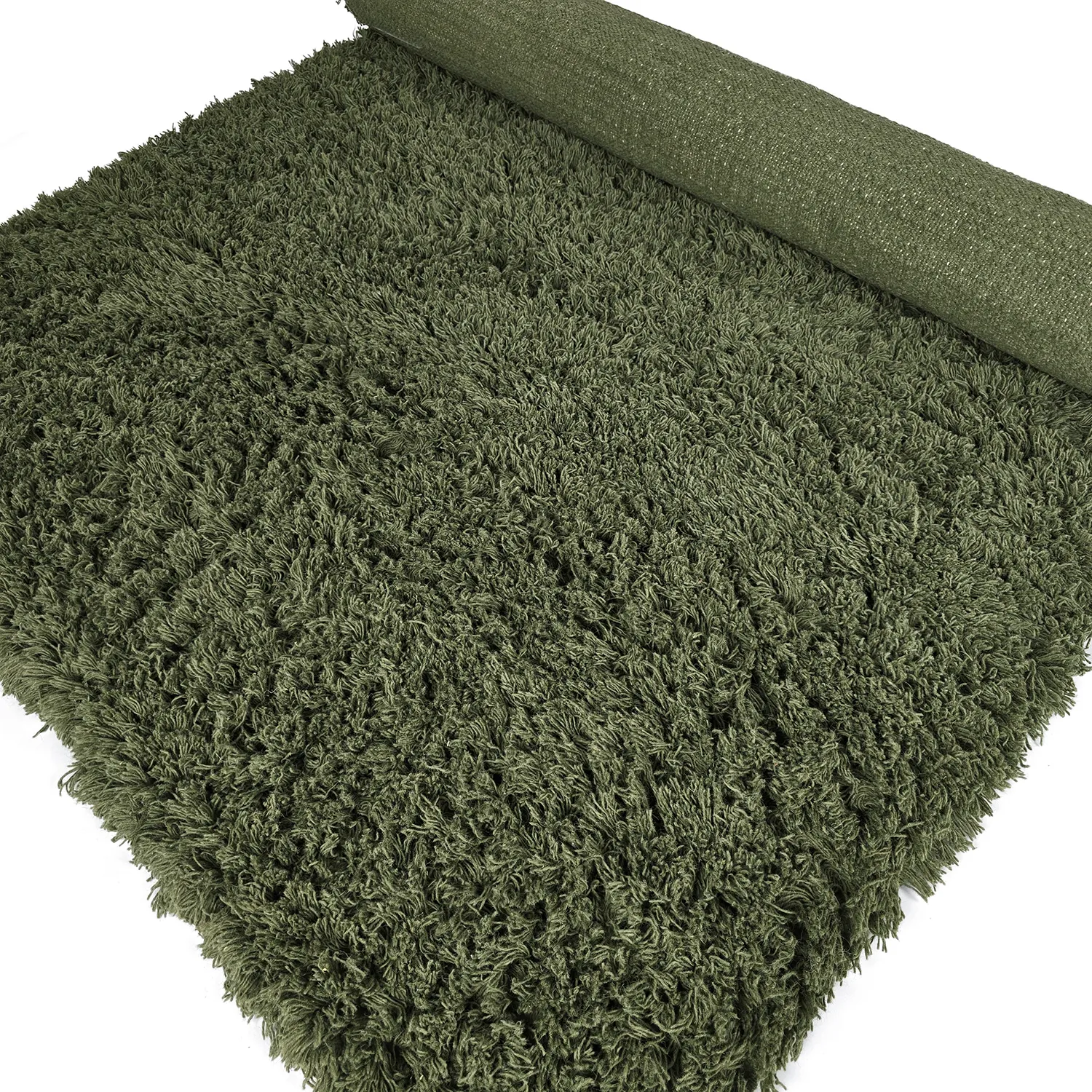 Ryamatta - Fassale Hand Woven Wool Shaggy (mossgrön)