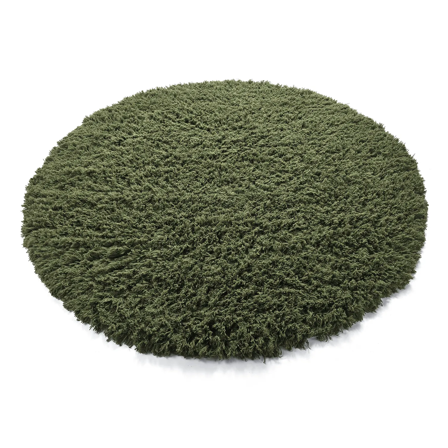 Rund matta - Fassale Hand Woven Wool Shaggy (mossgrön)