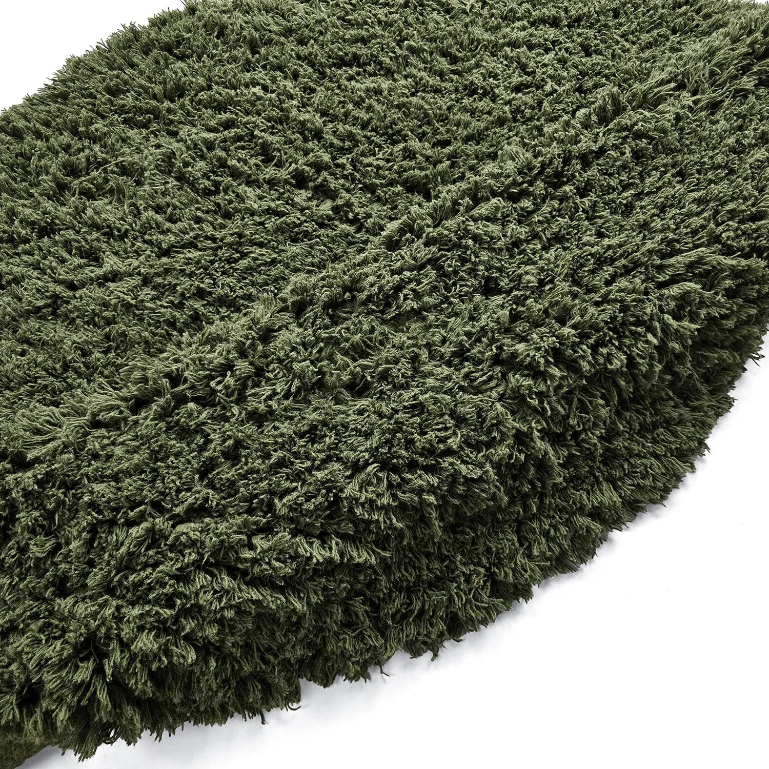 Rund matta - Fassale Hand Woven Wool Shaggy (mossgrön)