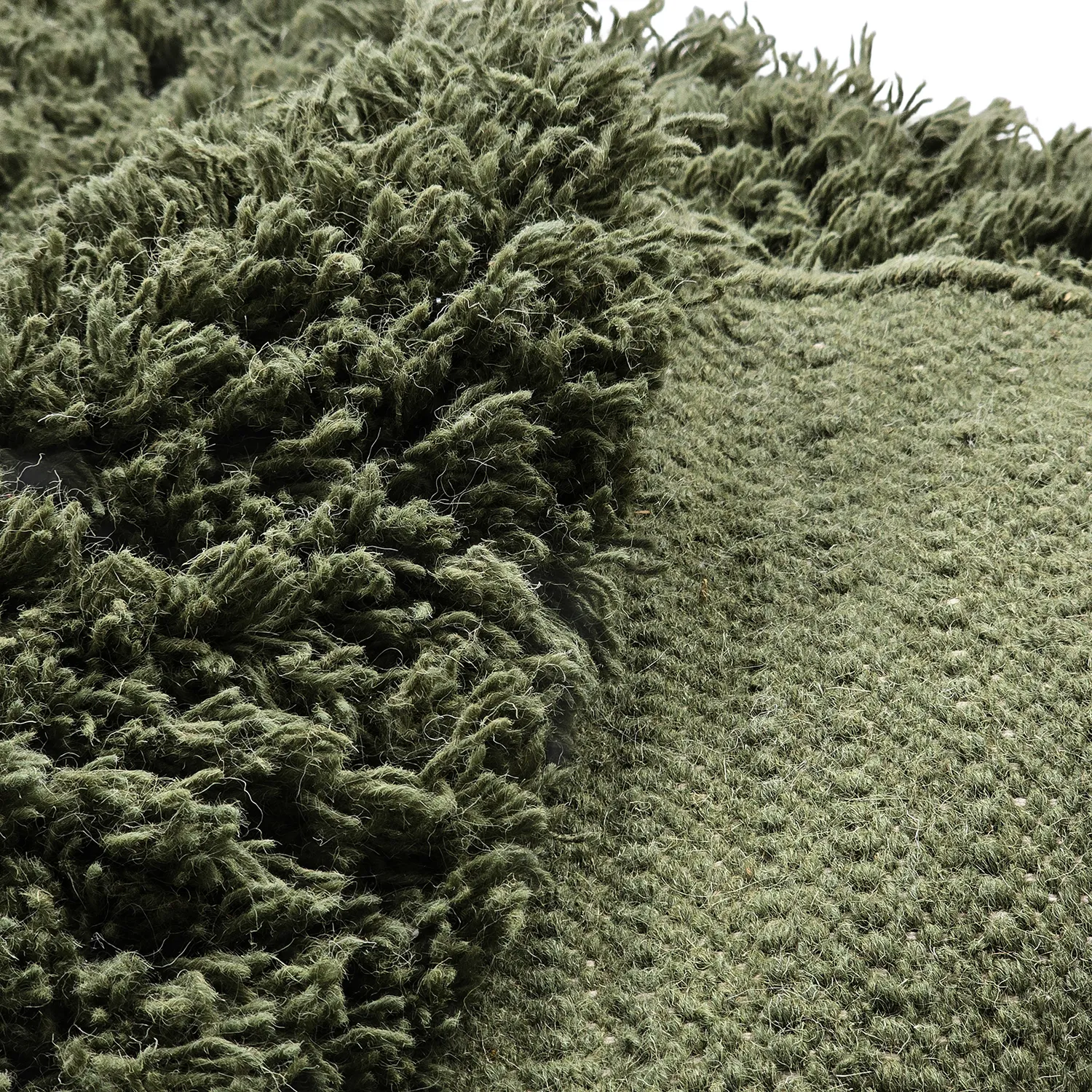 Rund matta - Fassale Hand Woven Wool Shaggy (mossgrön)