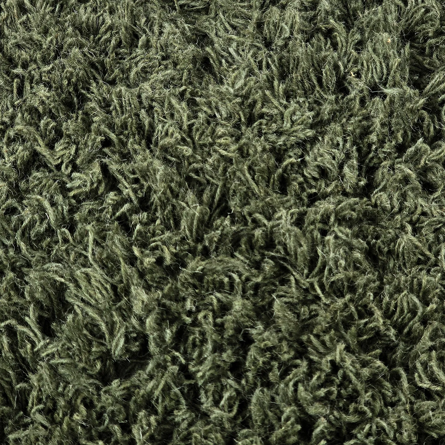 Rund matta - Fassale Hand Woven Wool Shaggy (mossgrön)