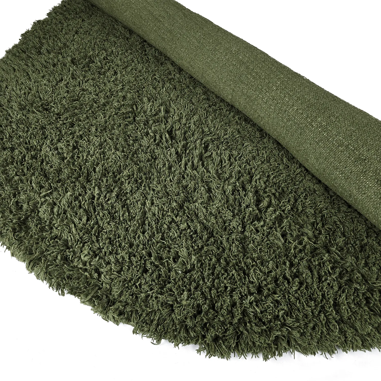 Rund matta - Fassale Hand Woven Wool Shaggy (mossgrön)