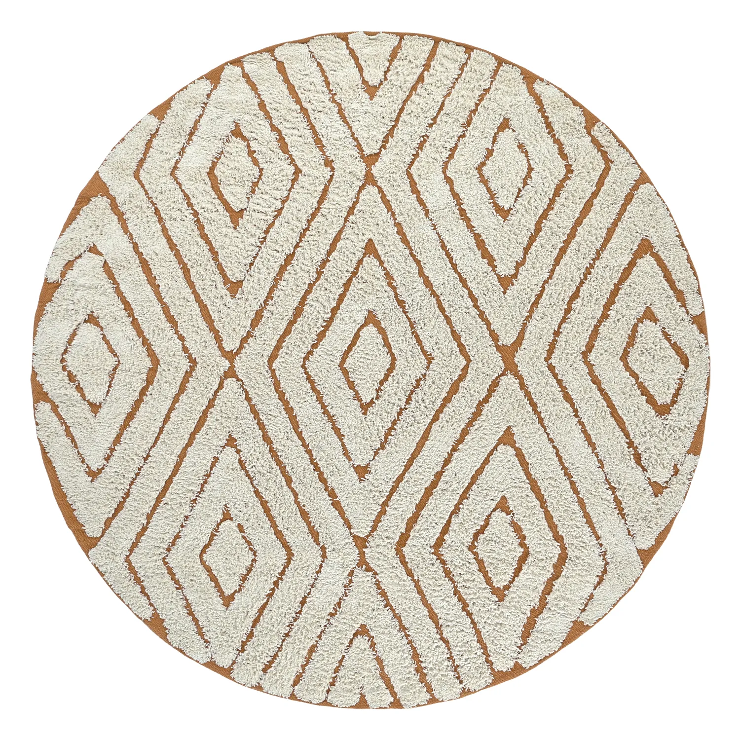 Rund matta - Holwell Natural Cotton Shaggy (offwhite/brun)