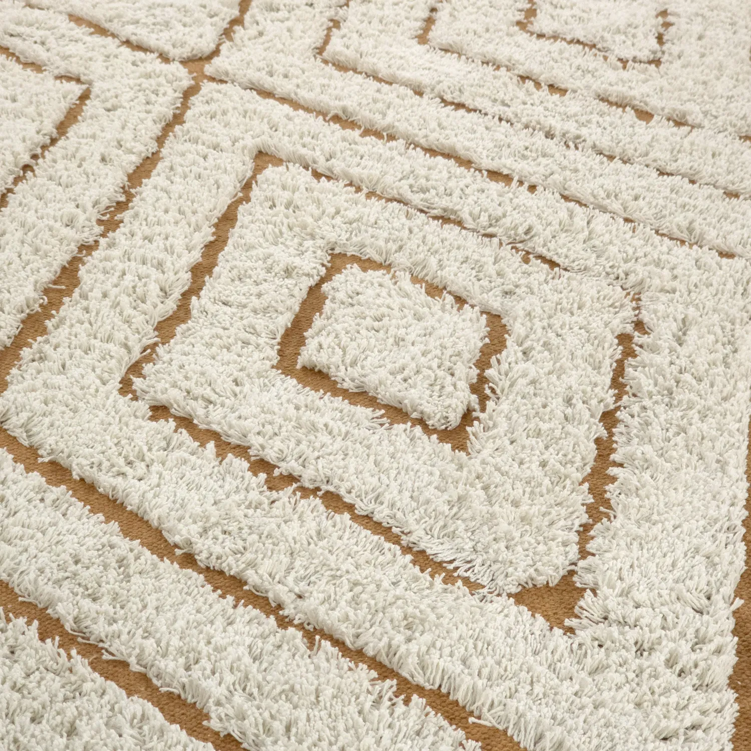 Rund matta - Holwell Natural Cotton Shaggy (offwhite/brun)