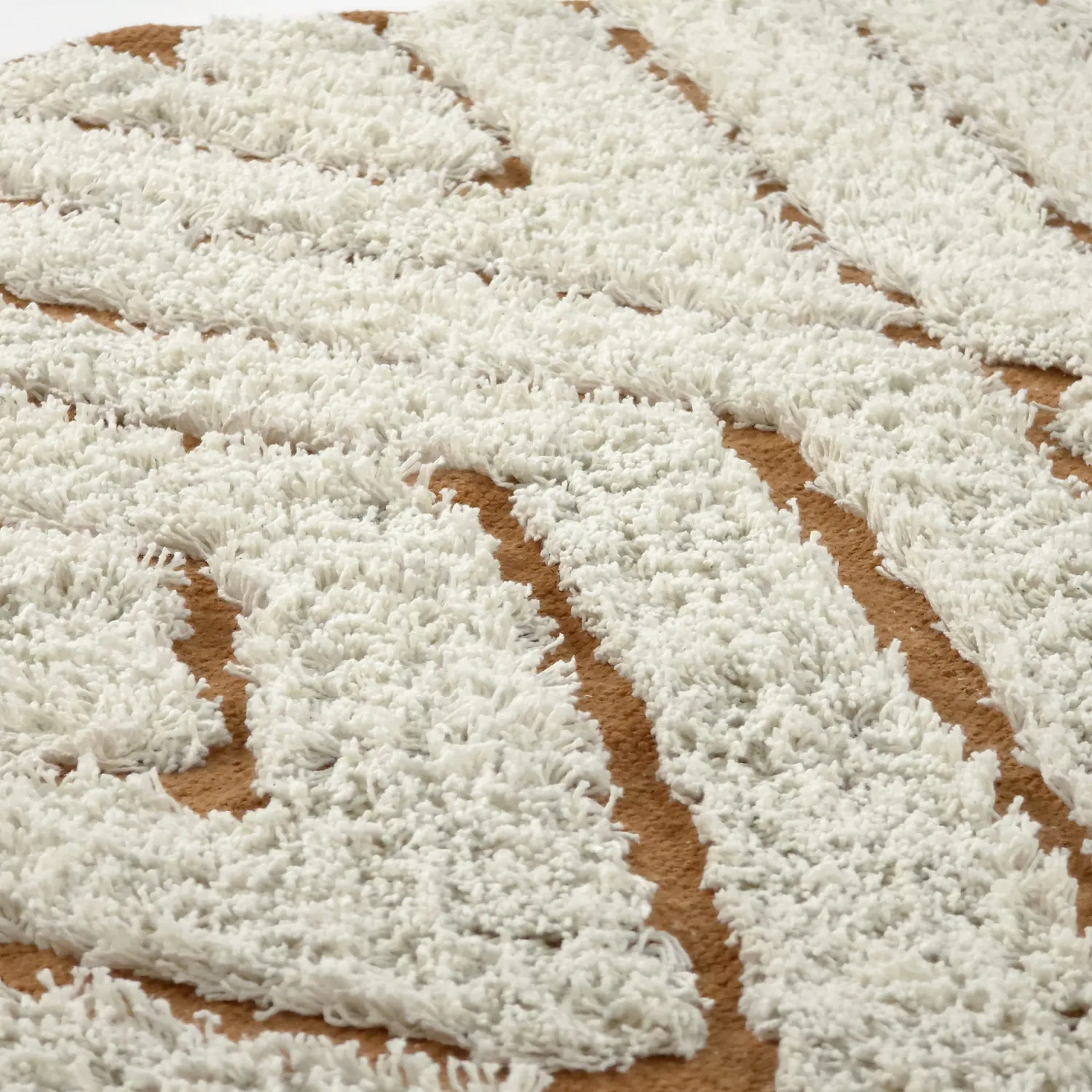 Rund matta - Holwell Natural Cotton Shaggy (offwhite/brun)