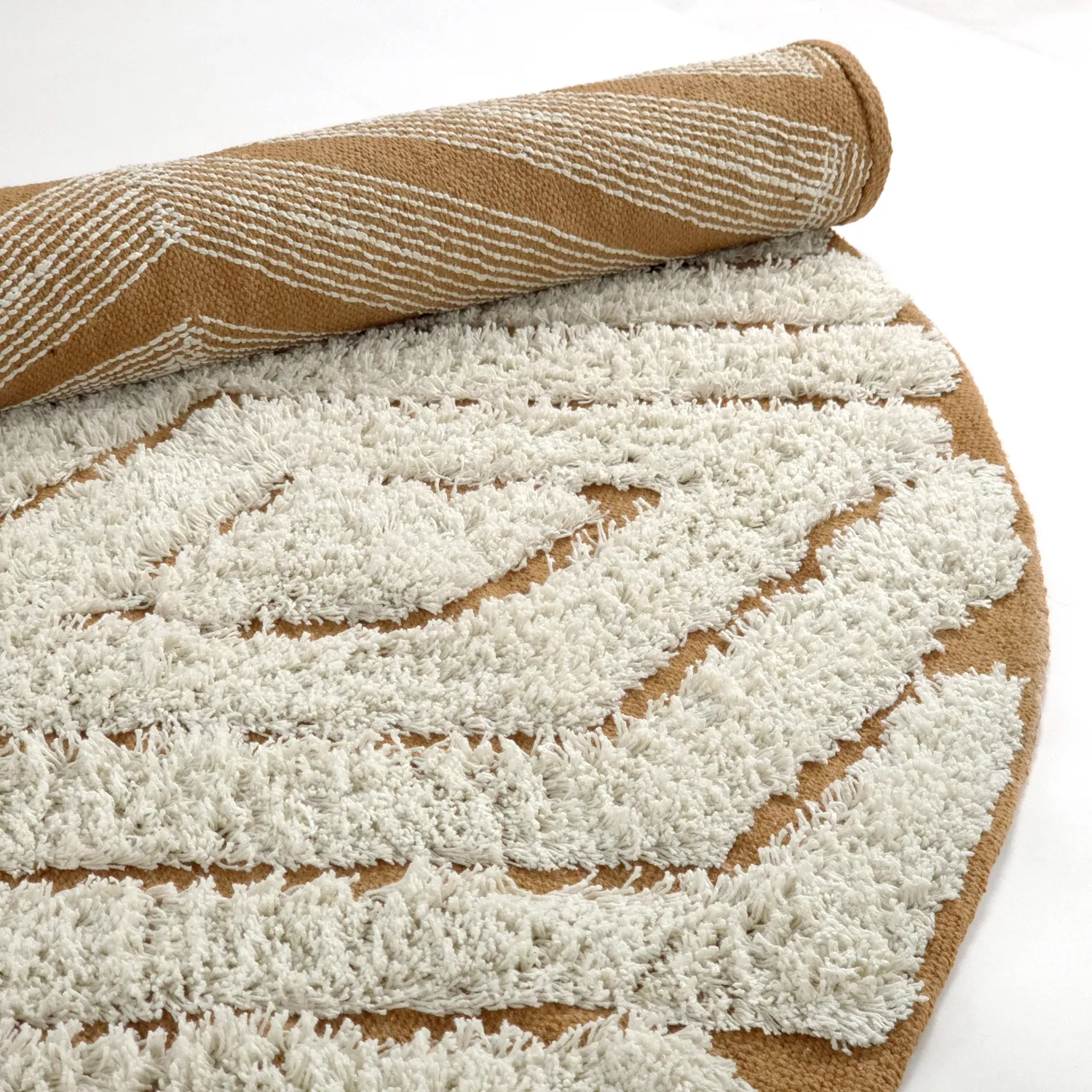 Rund matta - Holwell Natural Cotton Shaggy (offwhite/brun)