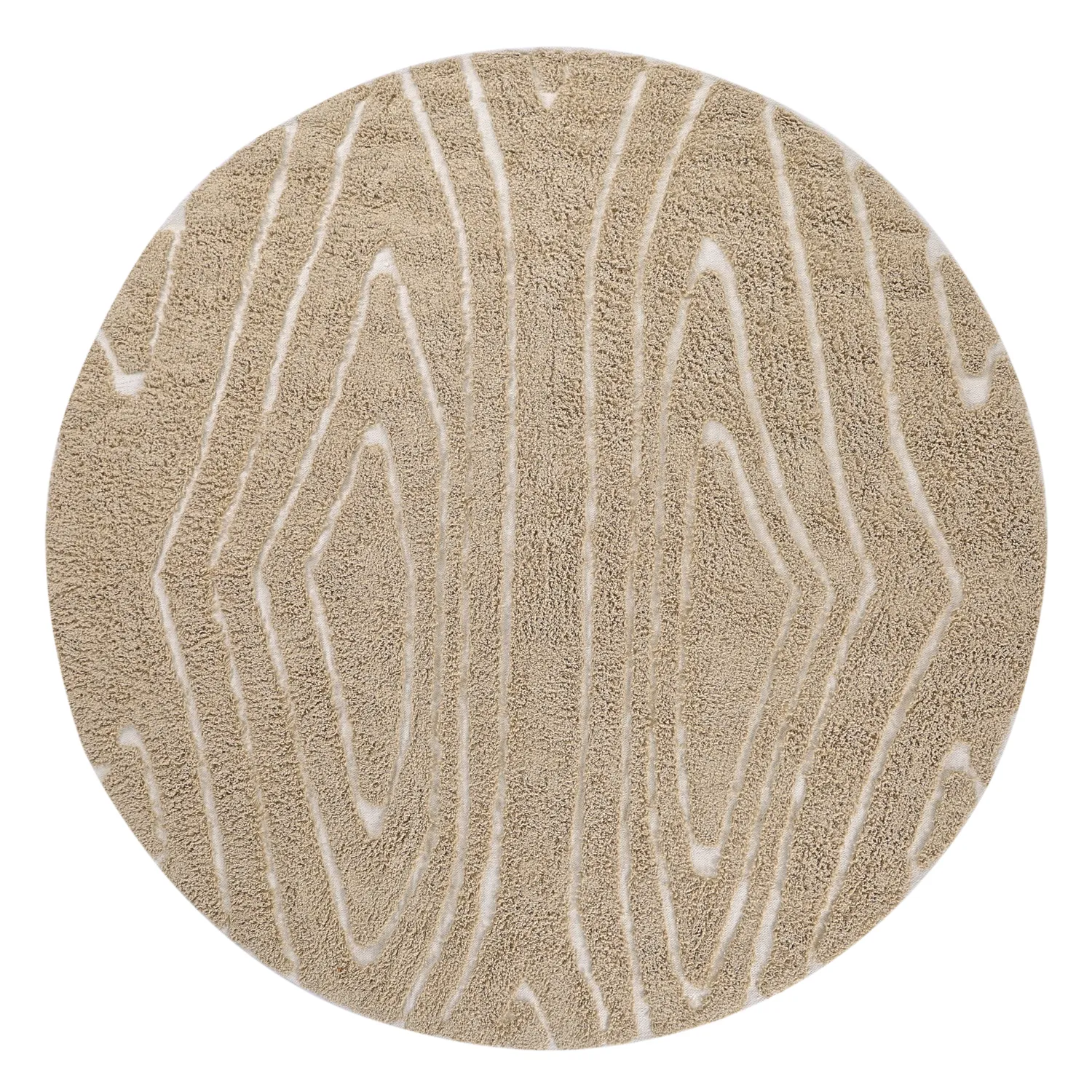 Rund matta - Kindon Natural Cotton Shaggy (beige/vit)