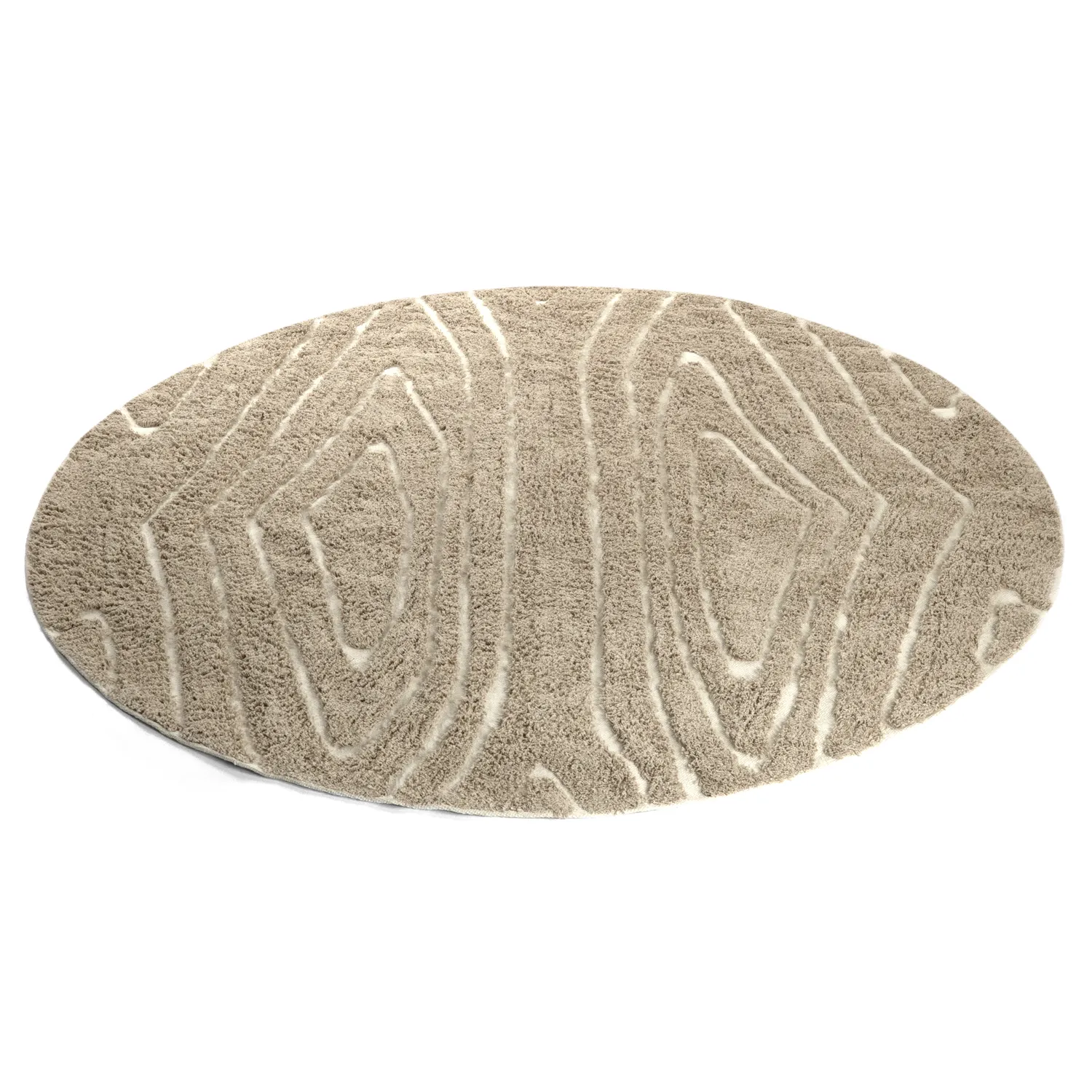 Rund matta - Kindon Natural Cotton Shaggy (beige/vit)