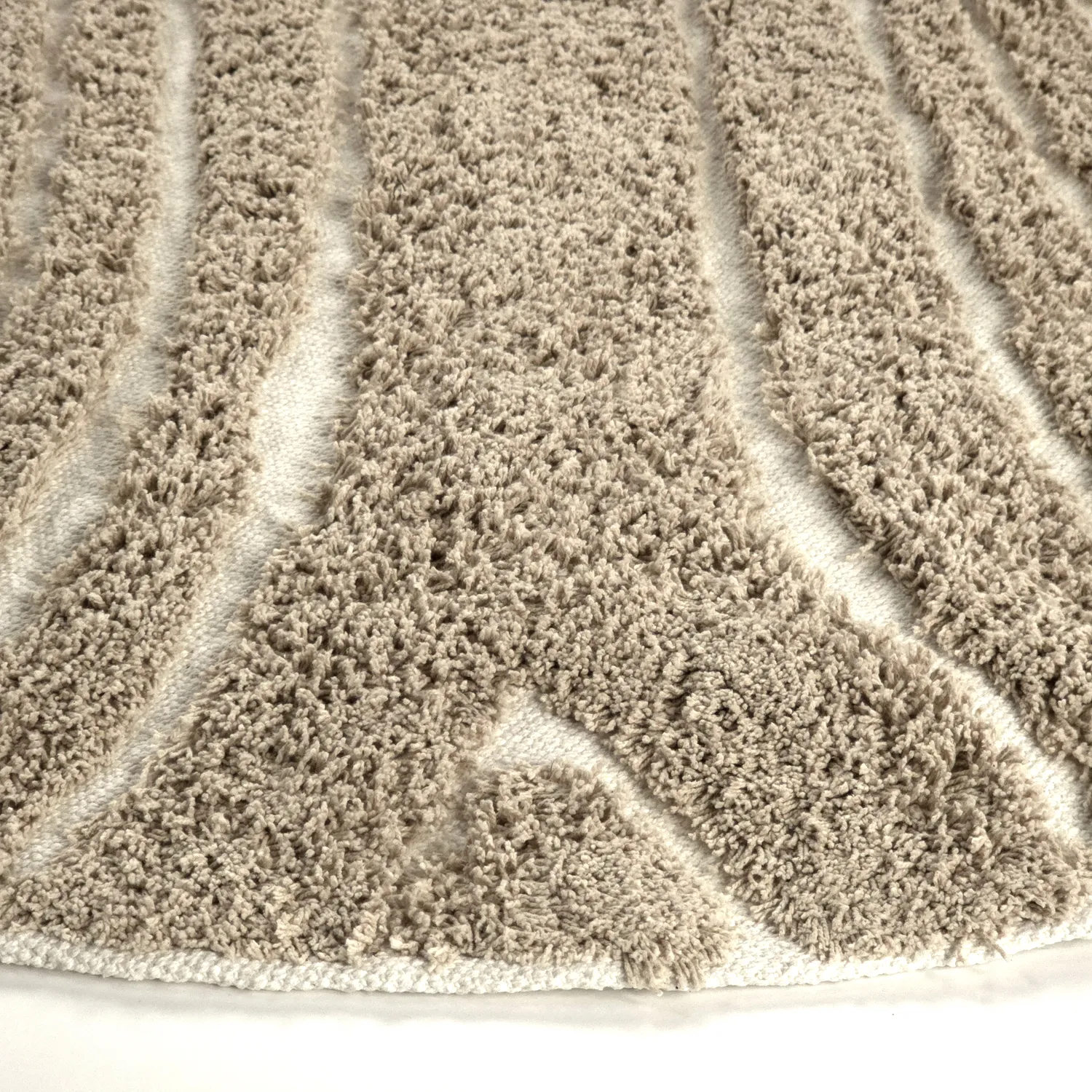Rund matta - Kindon Natural Cotton Shaggy (beige/vit)