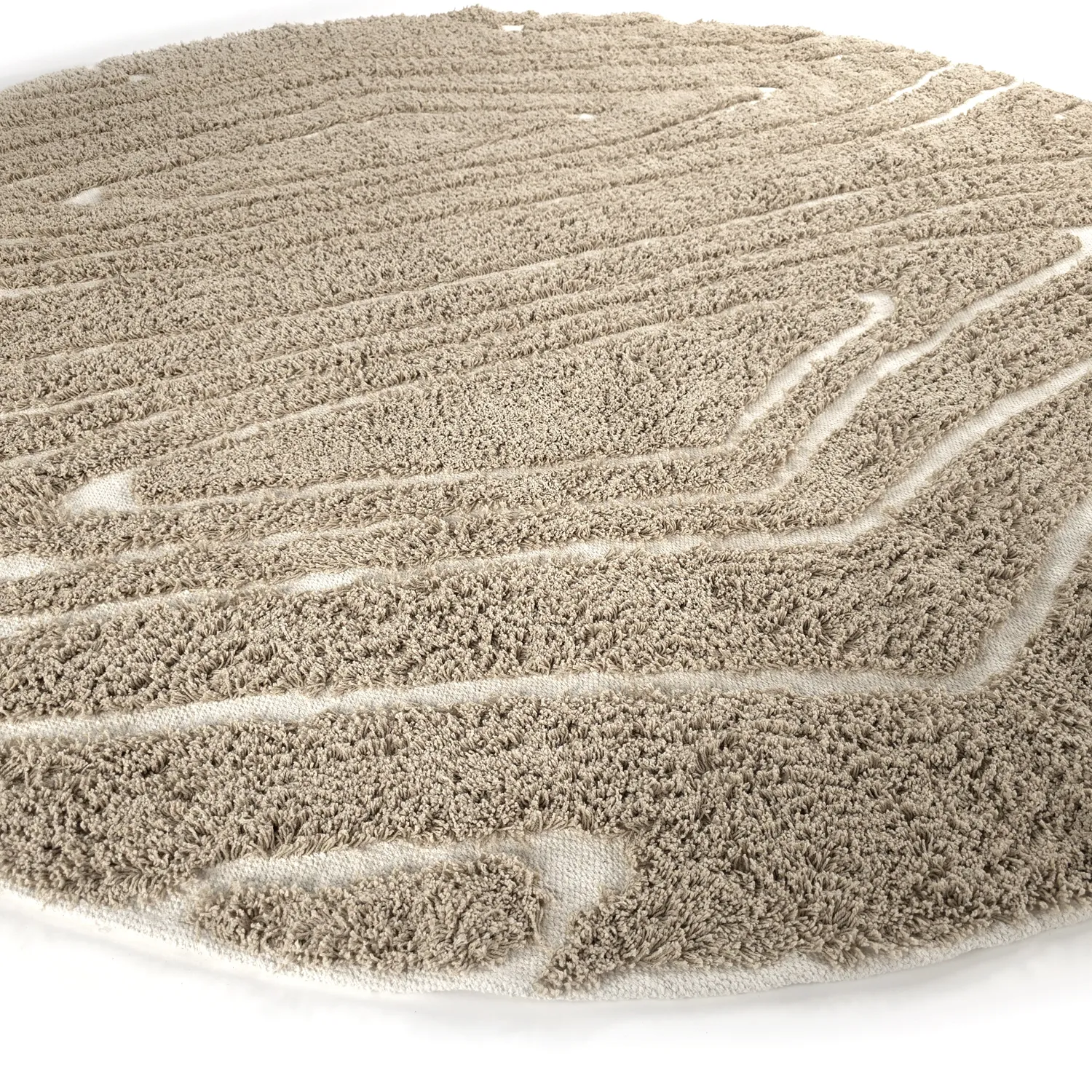 Rund matta - Kindon Natural Cotton Shaggy (beige/vit)