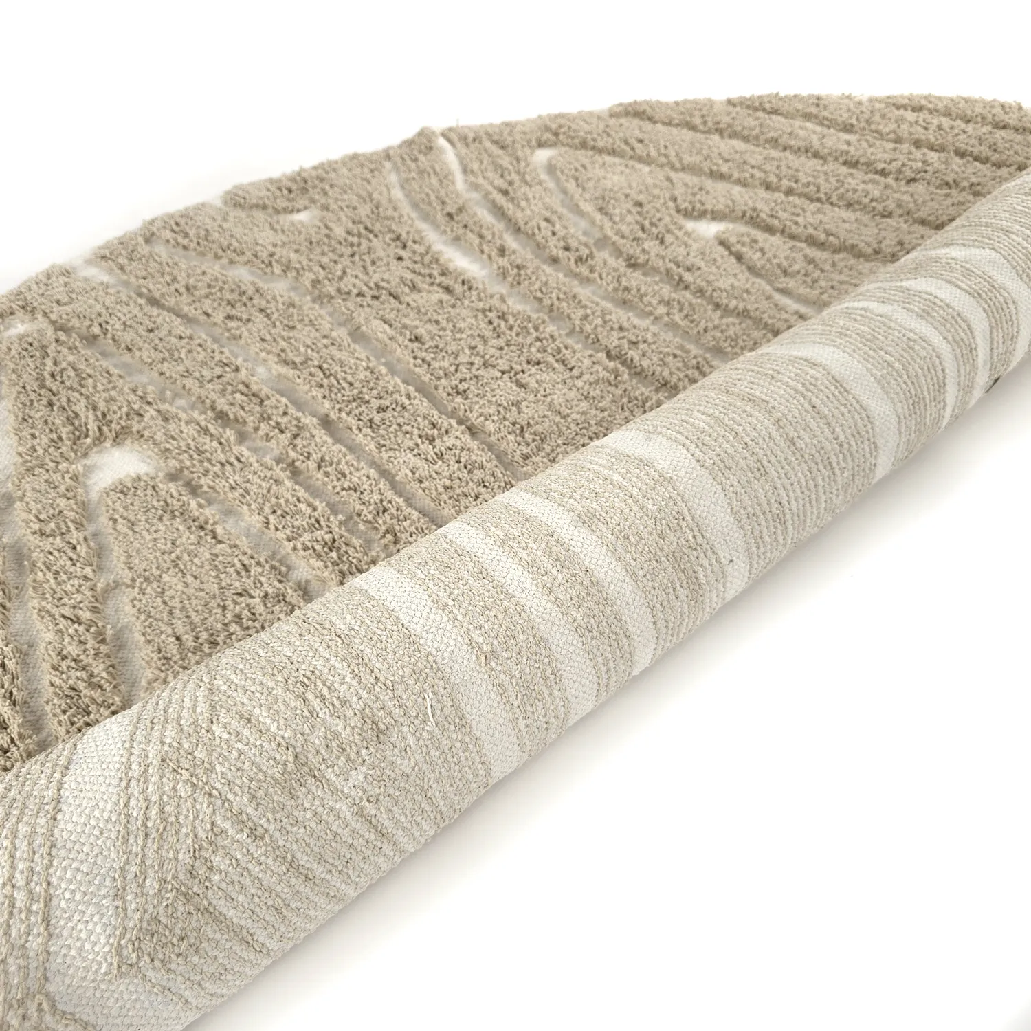 Rund matta - Kindon Natural Cotton Shaggy (beige/vit)