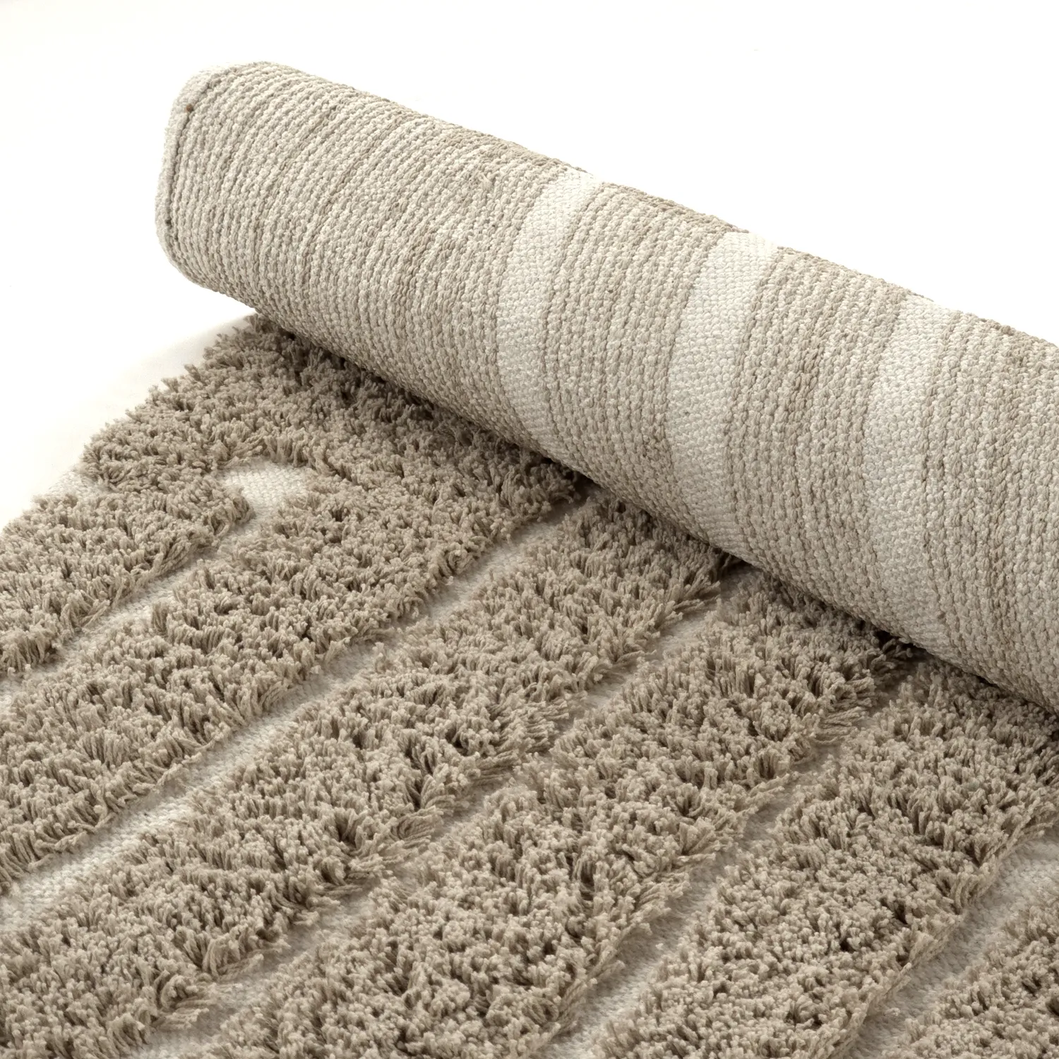 Rund matta - Kindon Natural Cotton Shaggy (beige/vit)