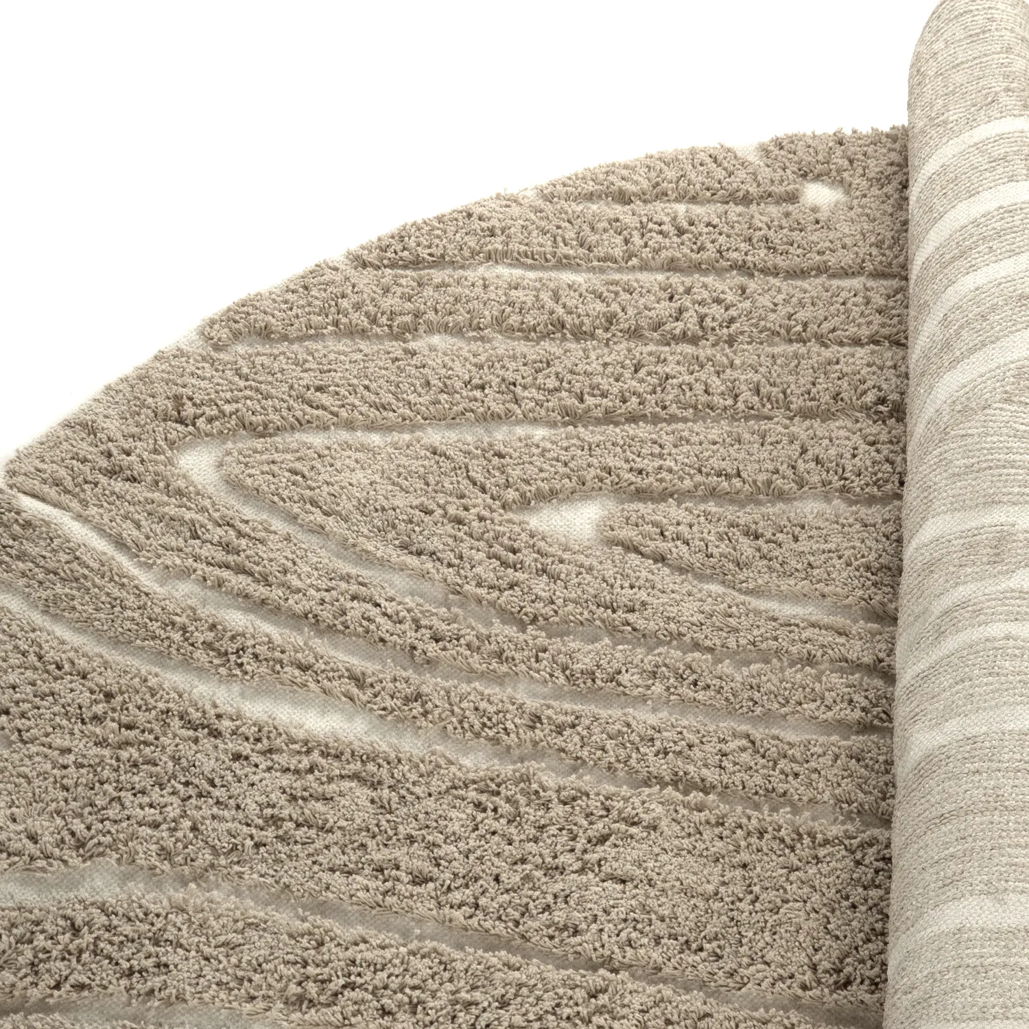 Rund matta - Kindon Natural Cotton Shaggy (beige/vit)