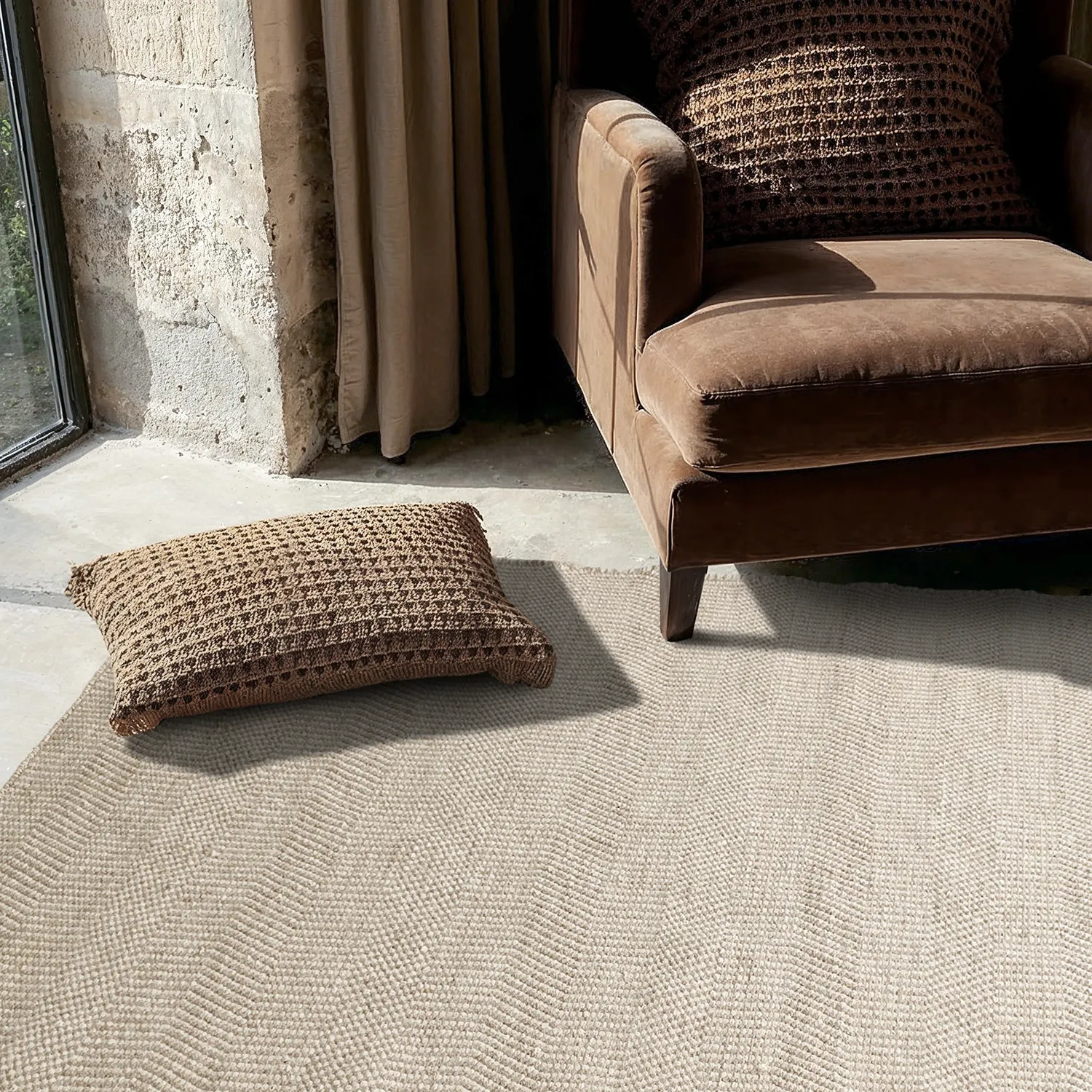Ullmatta - Larkana (beige/vit)