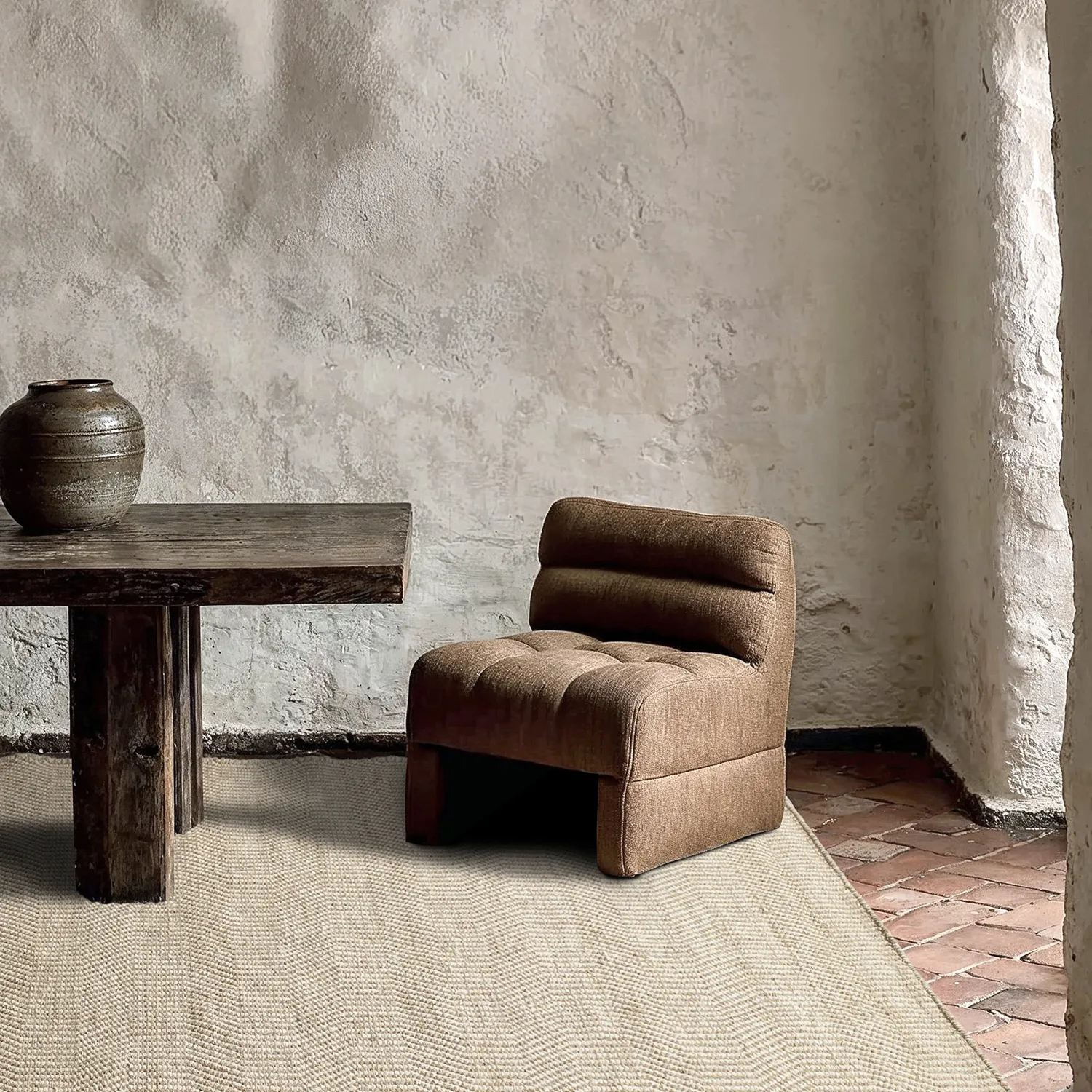 Ullmatta - Larkana (beige/vit)