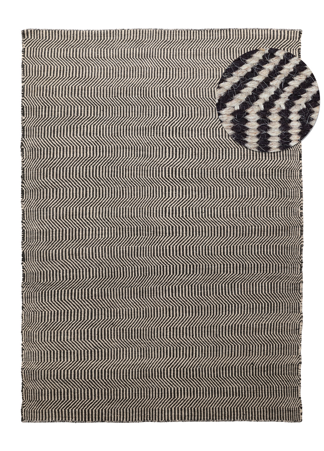 Ullmatta - Larkana (beige/svart) (Storlek: 140 x 200 cm)