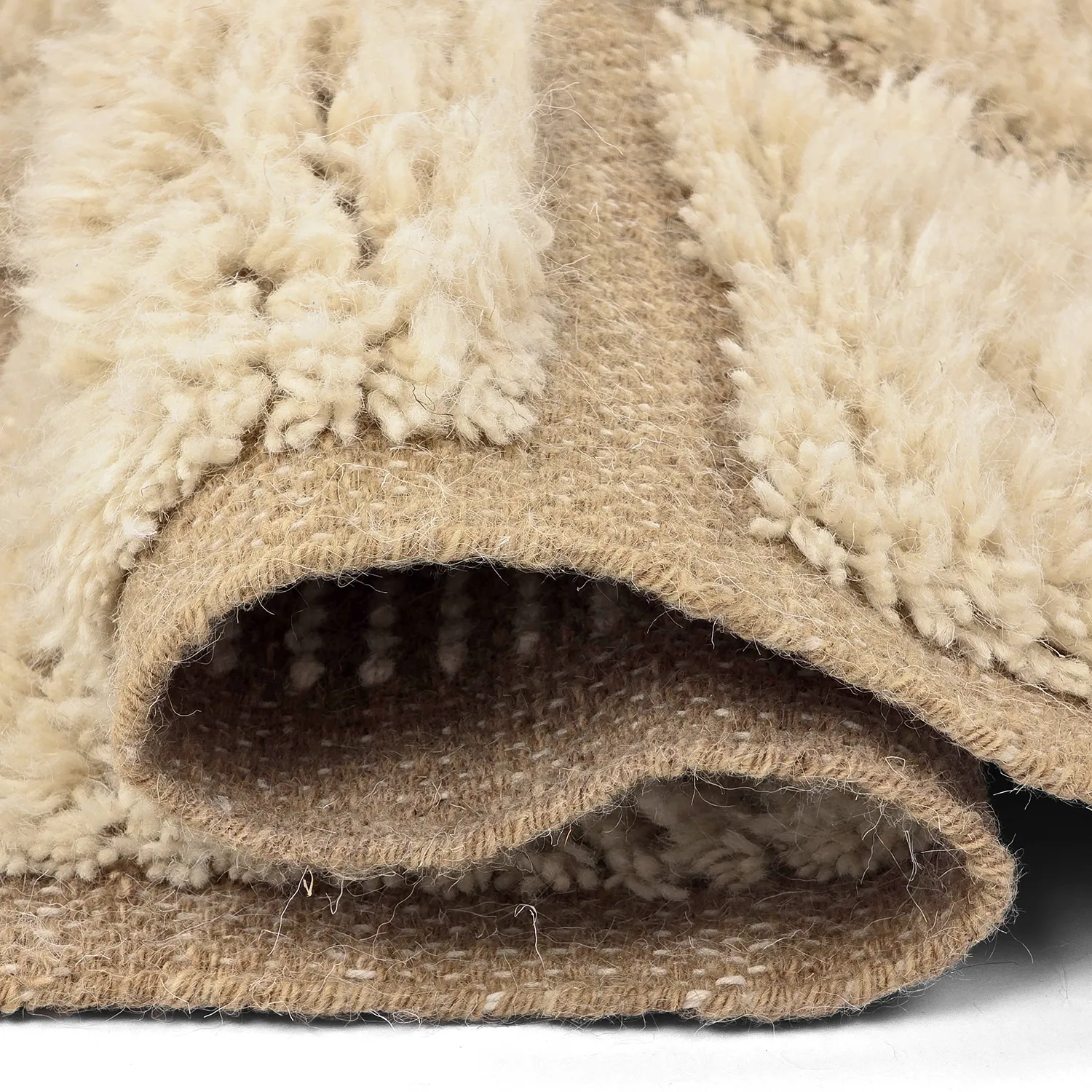 Ryamattor - Leknes Hand Woven Wool Shaggy (cream)