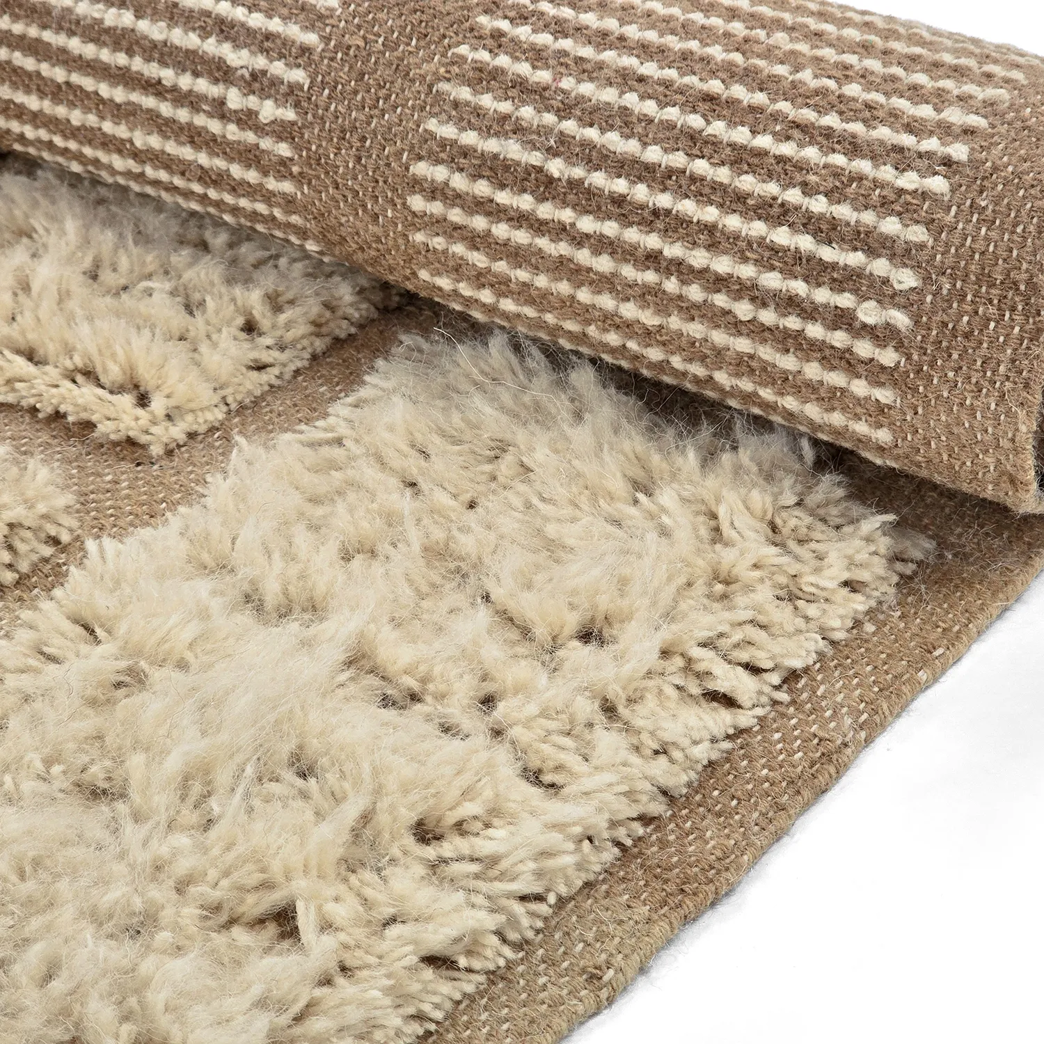 Ryamattor - Leknes Hand Woven Wool Shaggy (cream)